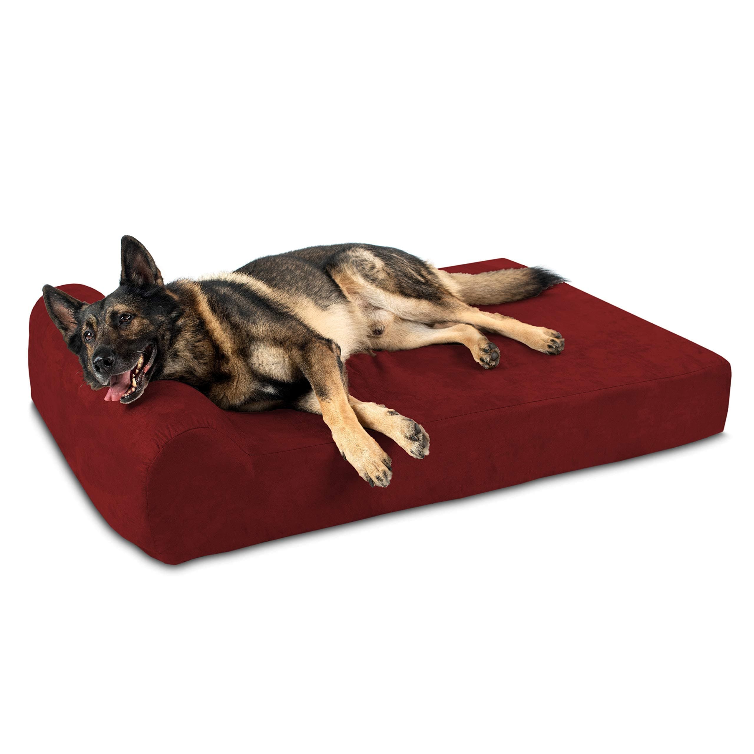 Big Barker 7" Pillow Top Orthopedic Dog Bed - XL Size - 52 X 36 X 7 - Burgundy - For Large and Extra Large Breed Dogs (Headrest Edition) Extra Large Burgundy