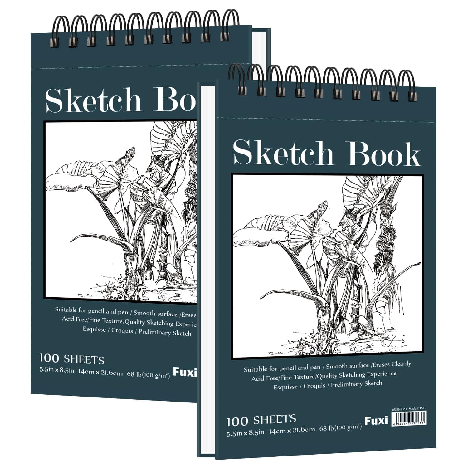 Small Sketchbook 5.5" x 8.5" - 2 Pack Top Spiral Mini Sketch Pad, Small Sketch Book Hard Cover, 100 Sheets Each 68lb/100gsm - Mini Drawing Paper for Kids, Portable Drawing Pad for Beginners & Artists. Aegean Blue 5.5" x 8.5" (Pack of 2)