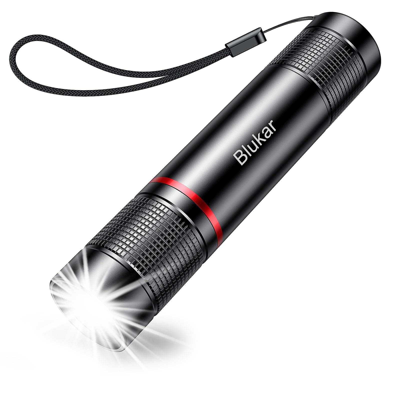 Blukar Flashlight Rechargeable, High Lumens Flashlight, Super Bright Small LED Flash Light- Zoomable, Adjustable Brightness, Long Lasting for Camping, Outdoors and Home Emergency Black 1 Pack