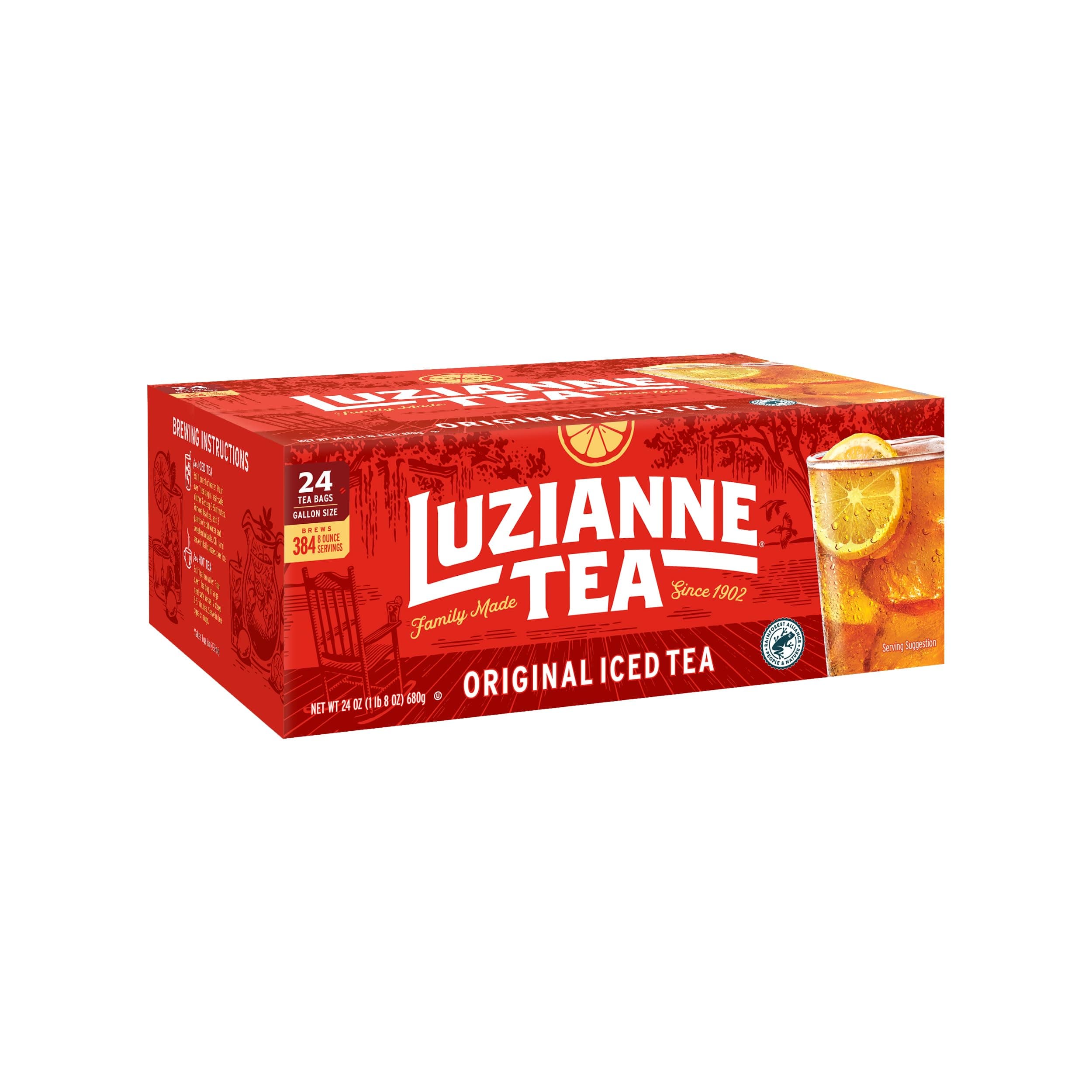 Luzianne Unsweetened Iced Tea Bags, Gallon Size, 24ct Box (Pack of 1) Unsweetened 24 Count Gallon (Pack of 1)