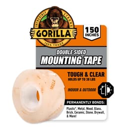 Gorilla Tough & Clear Double Sided Mounting Tape, Clear Tape, 1" x 150" (Pack of 1) - Weatherproof for Indoor or Outdoor 1 - Pack
