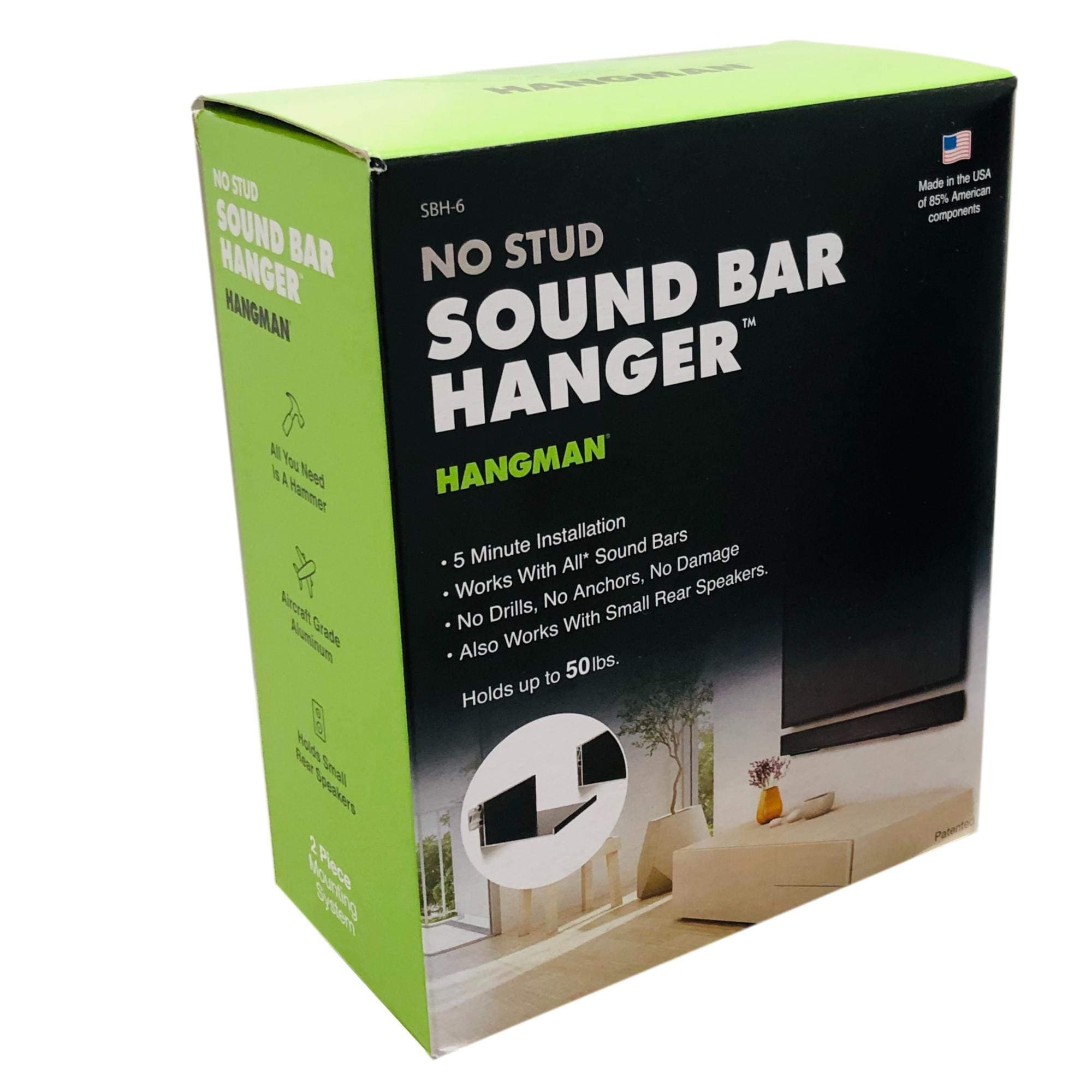 Hangman SBH-6 No-Stud Soundbar Hanger , Black