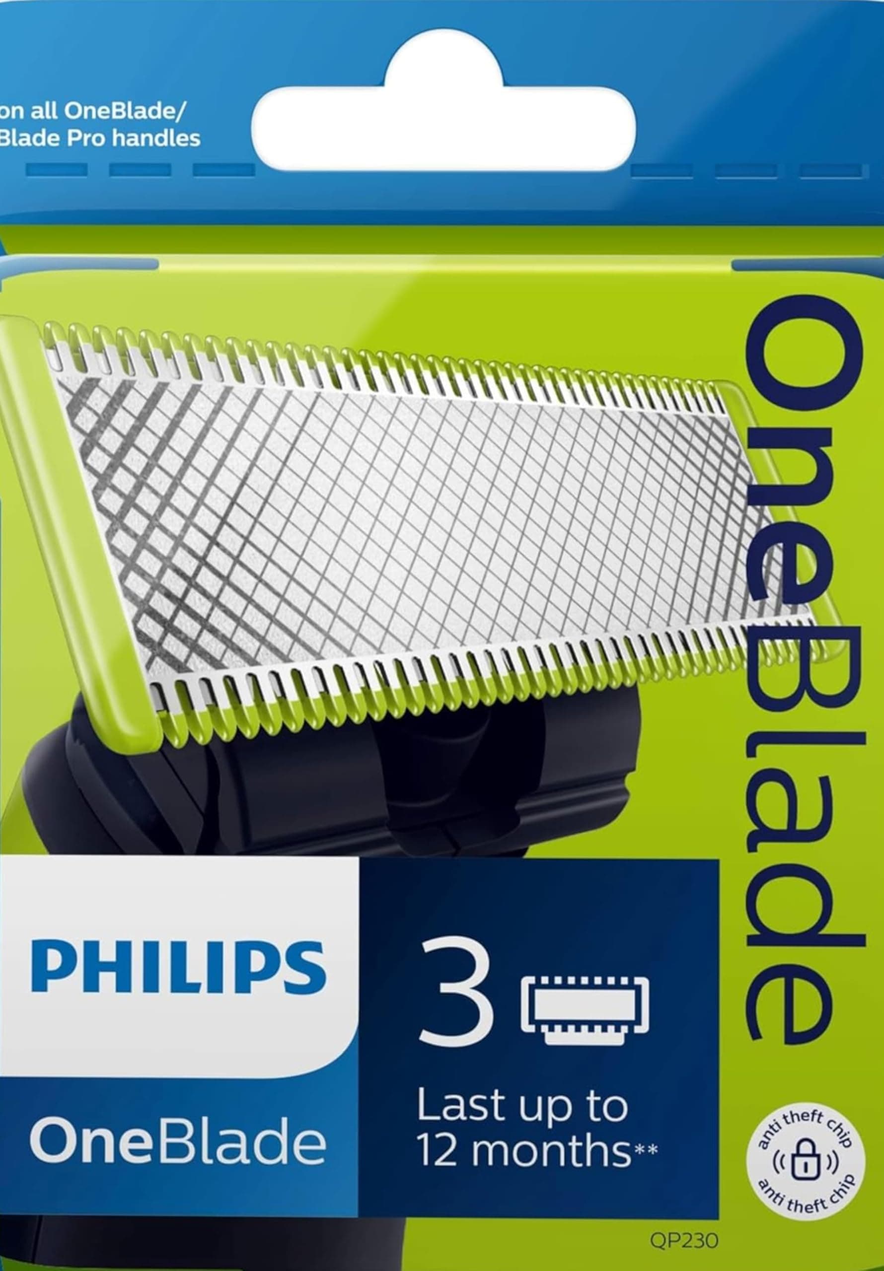 Philips Norelco Genuine OneBlade Replacement Blades, 3 Count, QP230/80 3 count (Pack of 1) OneBlade