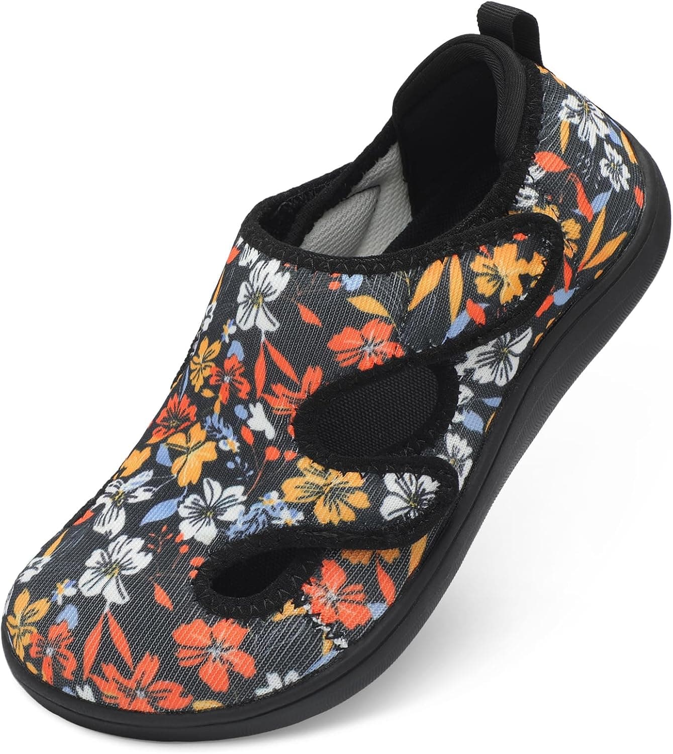 LeIsfIt Diabetic Shoes for Women Adjustable Extra Wide Barefoot Walking Shoes for Swollen Arthritis Edema Feet Wide Width Zero Drop Sole 10 Wide Blackflower