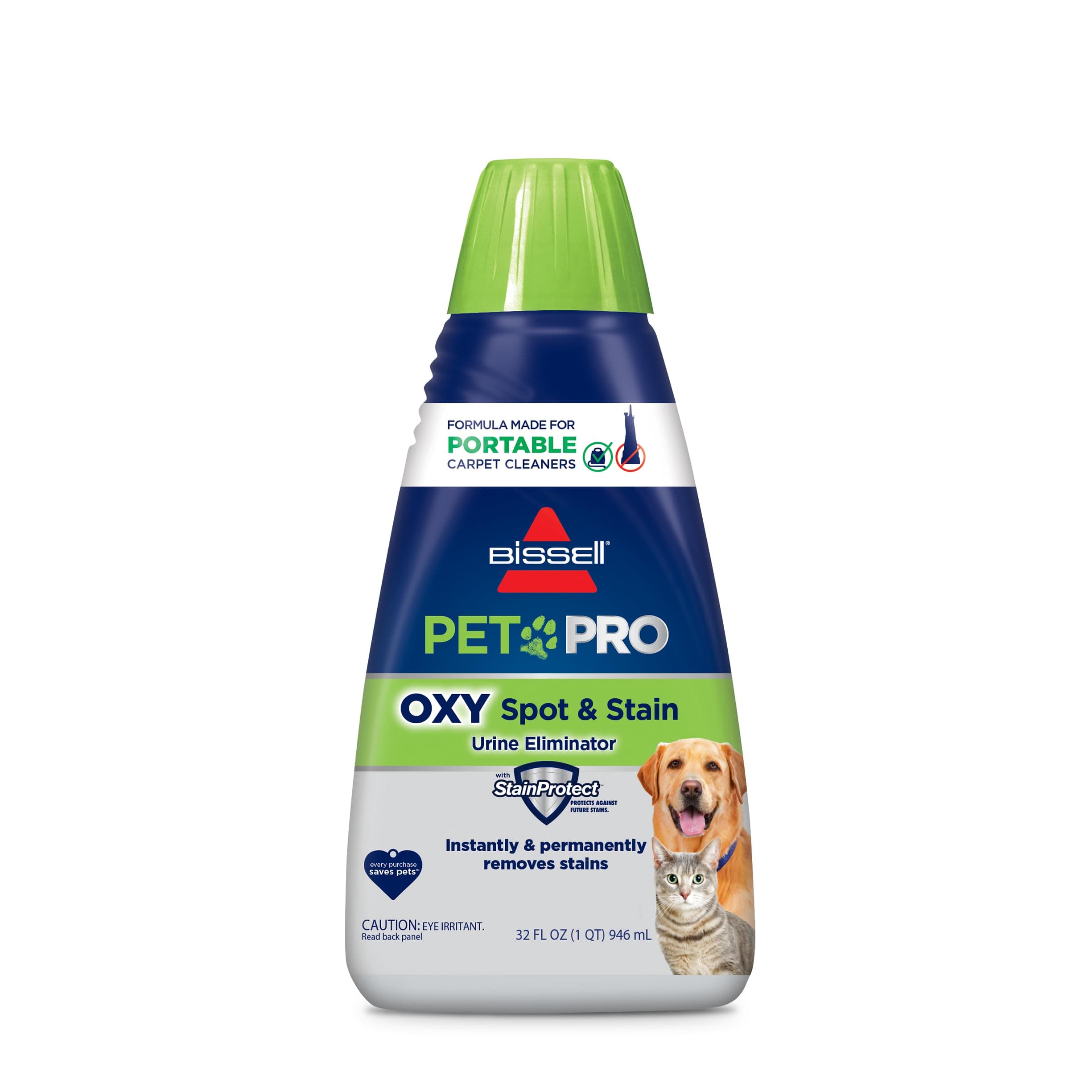 BISSELL PET PRO OXY Spot & Stain Formula for Portable Carpet Cleaners, 32 oz., 2034 Oxy Spot & Stain Urine Eliminator, 32 oz