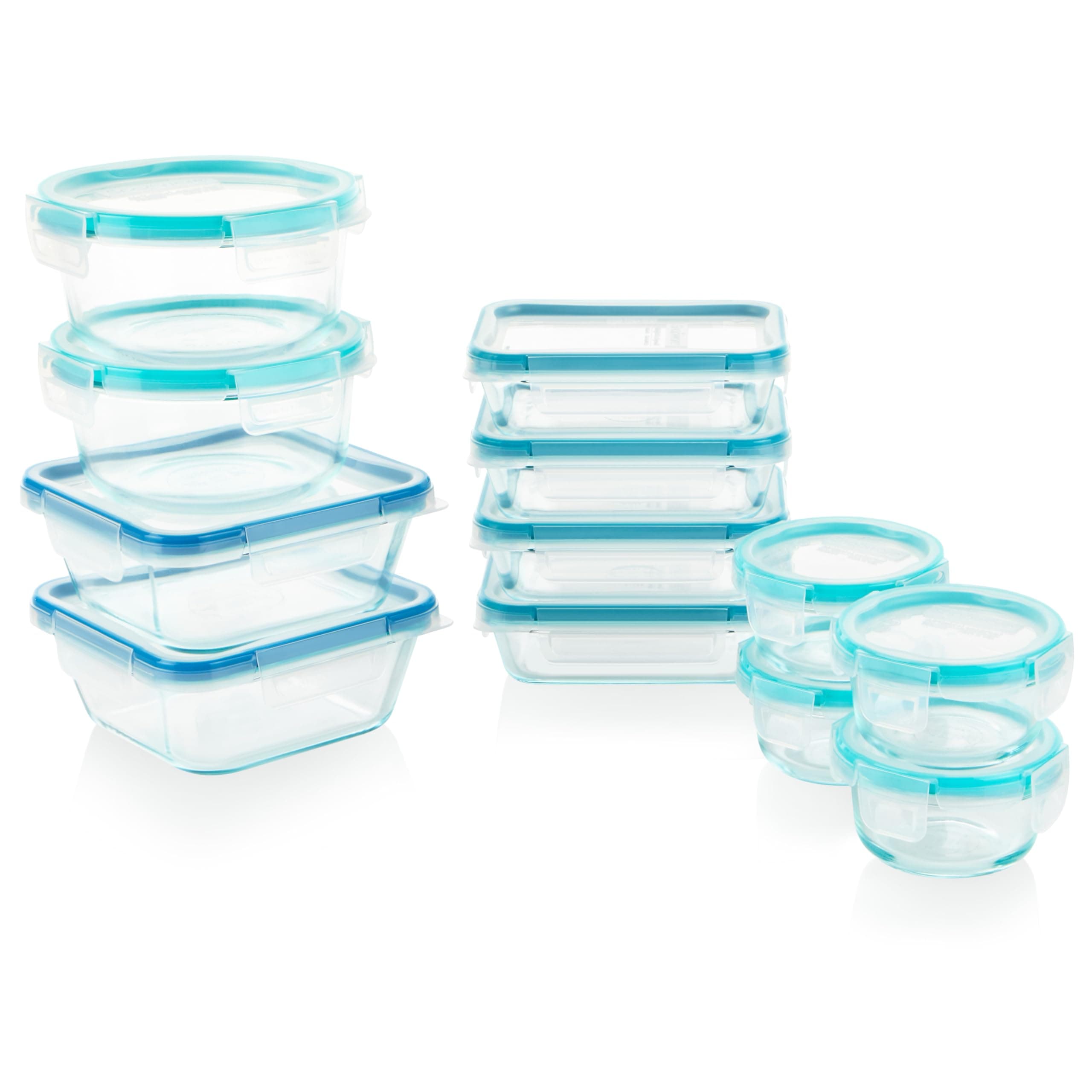 Snapware Total Solutions (12 Pack, 1, 2 & 4 Cup) Glass Food Storage Containers Set, Airtight & Leakproof Locking BPA-Free Lids, Freezer Dishwasher Microwave Safe 24 PIECE Mixed Sizes