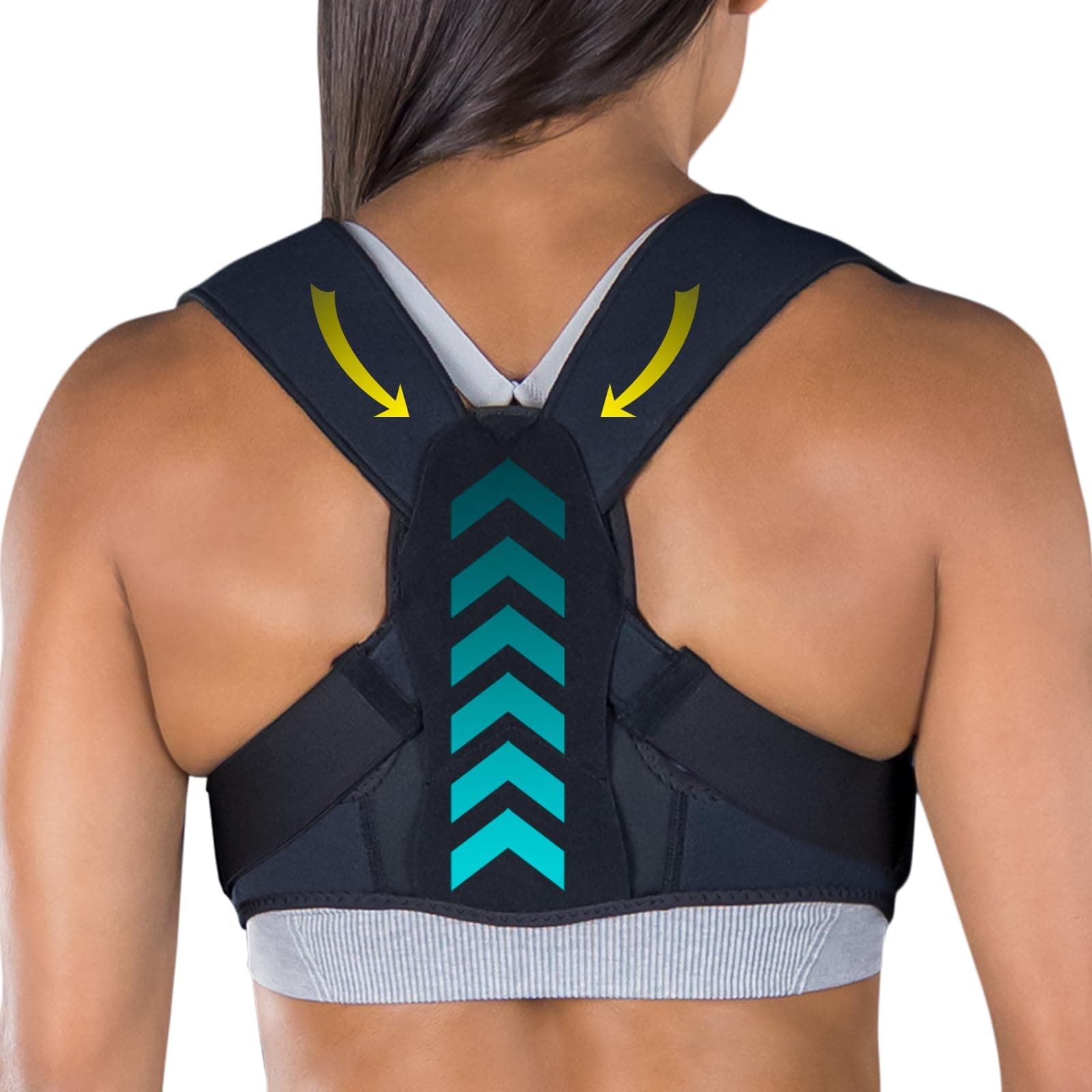 Vive Posture Corrector for Women & Men - Upper Back Brace for Kyphosis - Pain Relief for Neck & Shoulder - Adjustable Clavicle Support with Strap - Straightener for Rounded & Hunchback (Universal) Black Universal