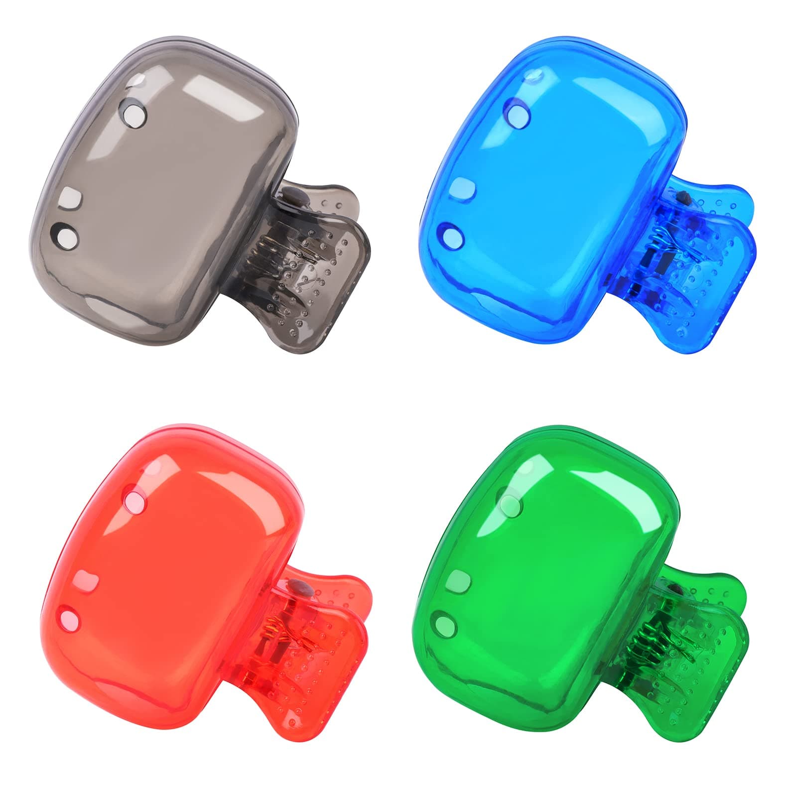 Hxezoc 4 Pack Travel Toothbrush Head Covers Toothbrush Protector Cap Brush Pod Case Protective Portable Plastic Clip for Household Travel, Camping, Bathroom, School, Business Blue, Green, Grey, Red