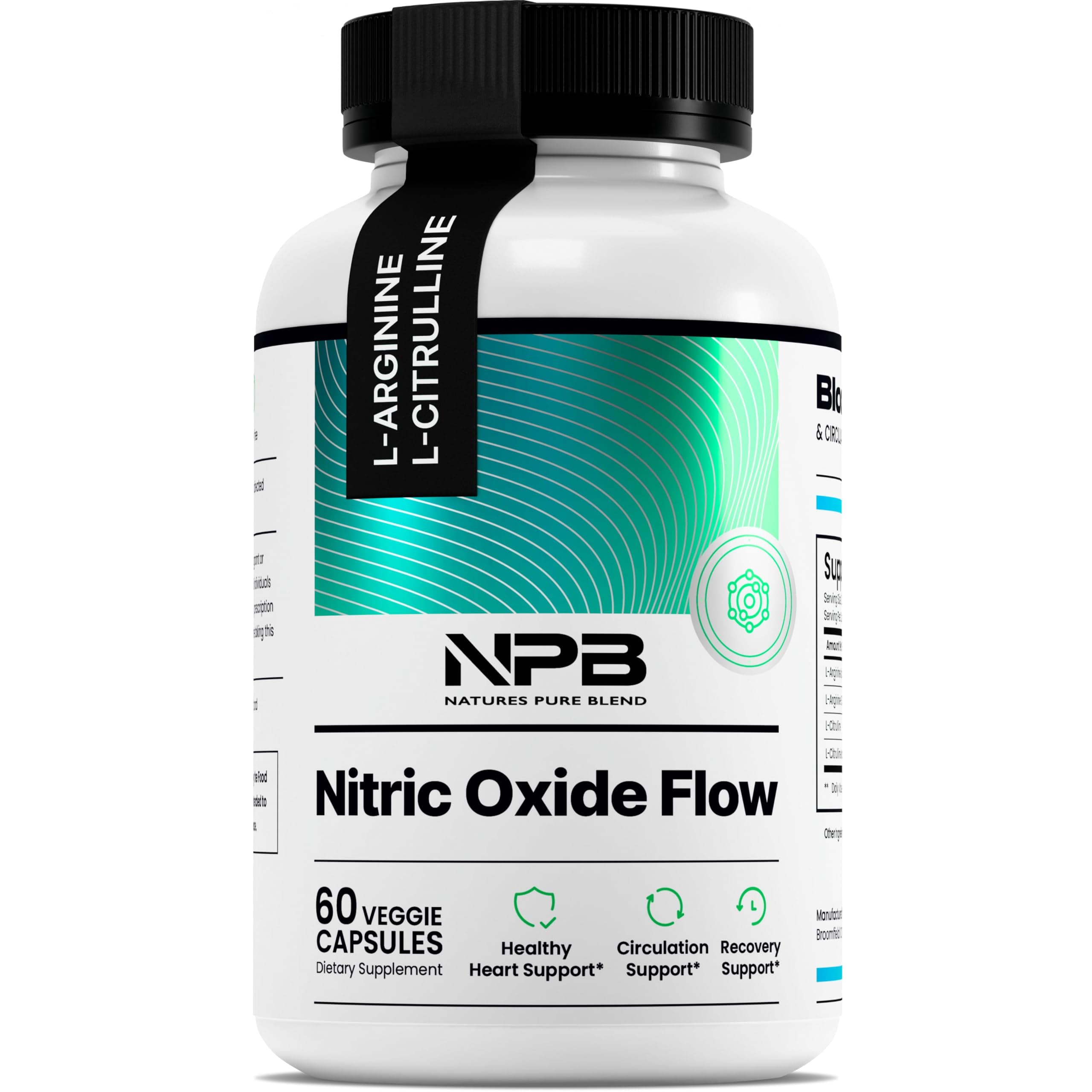 Nature's Pure Blend Nitric Oxide Supplements for Men – L-Arginine L-Citrulline – Heart Support & Flow Circulation Booster – 1500MG L Arginine and L Citrulline, Preworkout, Bodybuilding Nitric Oxide Flow (60 caps)