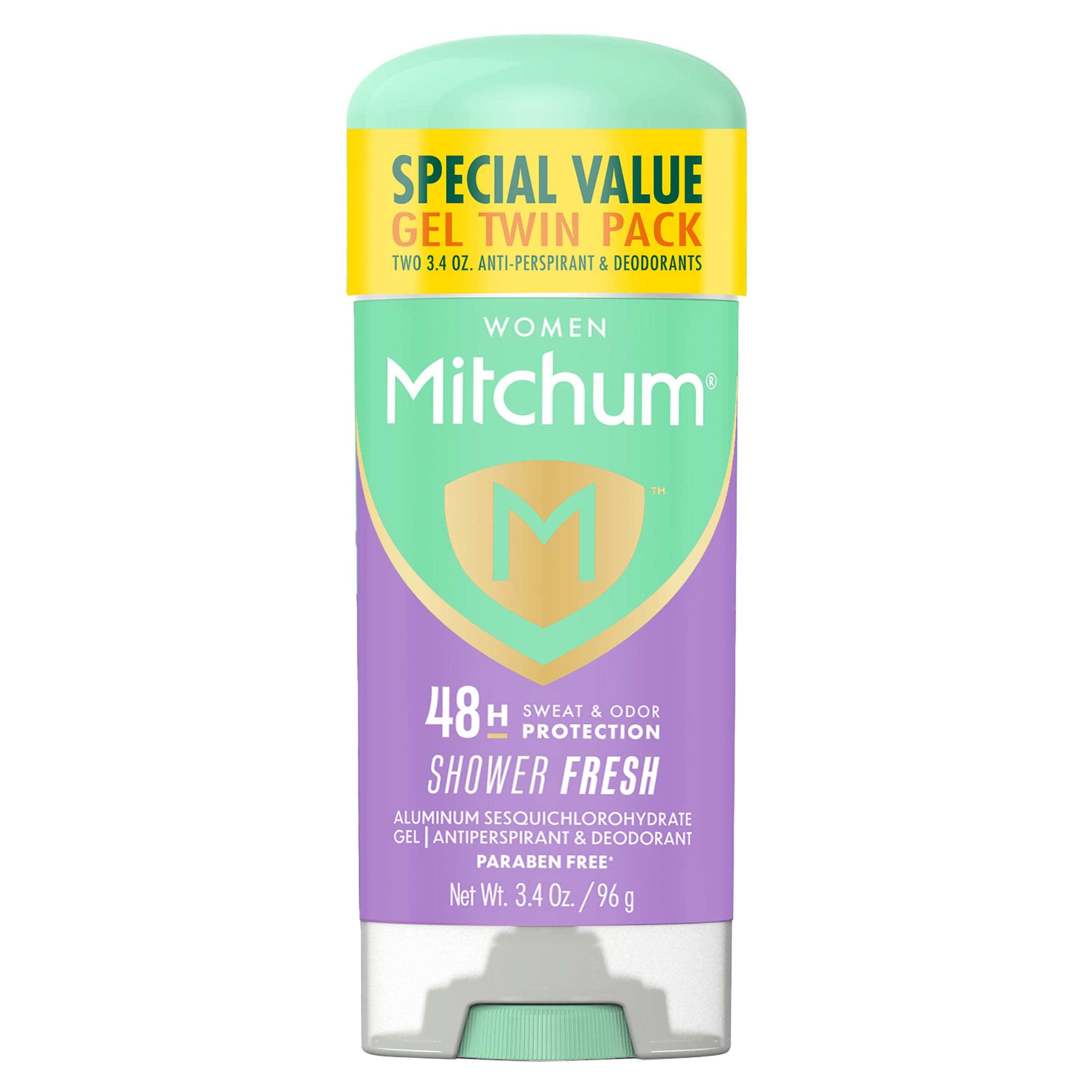 Mitchum Women’s Antiperspirant Deodorant Gel Stick, Shower Fresh Scent, 48HR Sweat & Odor Protection, Triple Odor Defense, Alcohol-Free, 3.4 oz (Pack of 2) Shower Fresh 3.4 Ounce (Pack of 2)