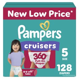 Pampers Diapers - Cruisers 360 - Size 5, 128 Count, Babyproof up to 100% Leakproof Pull-On Diaper Size 5 128