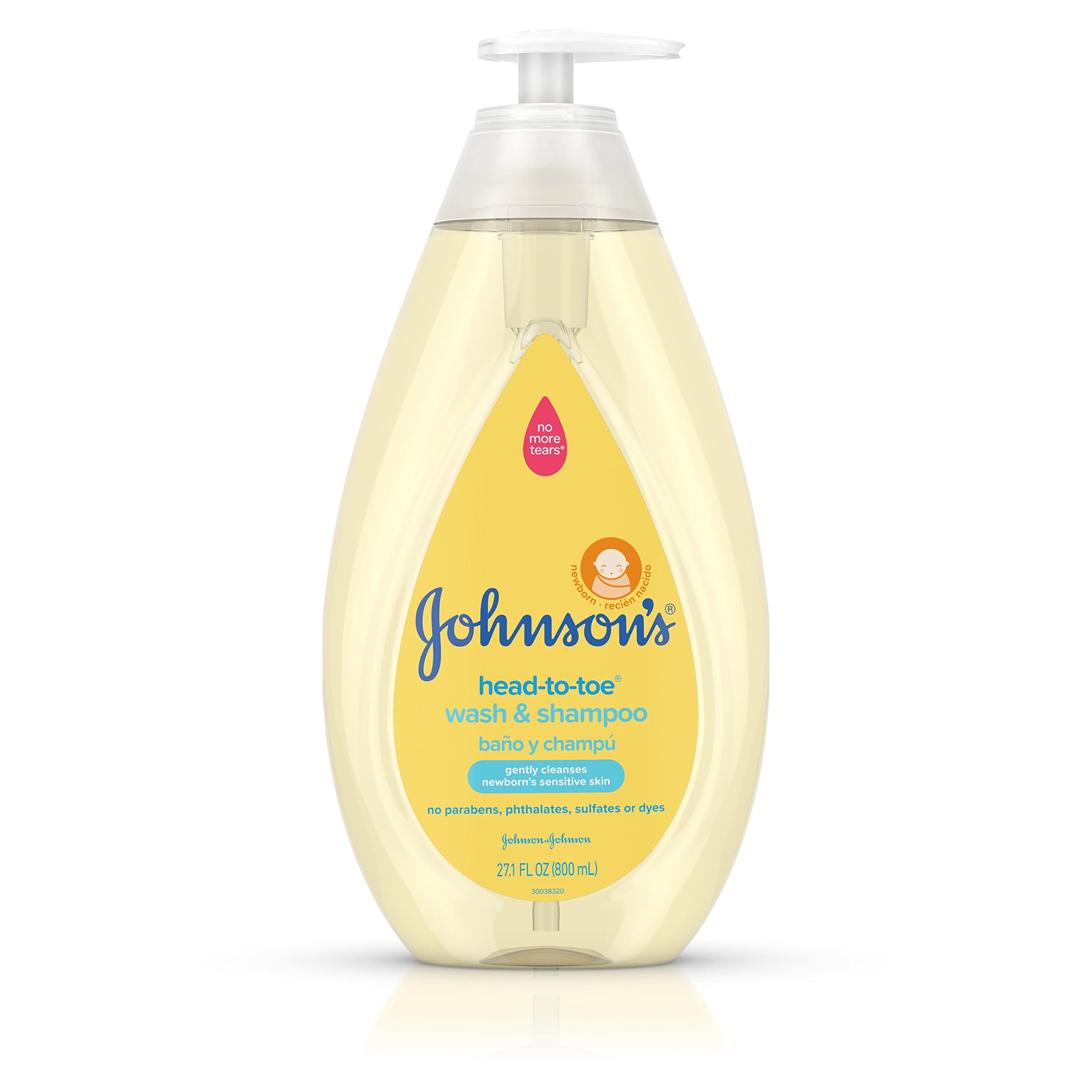 Johnson's Head-to-Toe Gentle Tear-Free Baby & Newborn Wash & Shampoo, Sulfate-, Paraben- Phthalate- & Dye-Free, Hypoallergenic Wash for Sensitive Skin & Hair, 27.1 fl. Oz Gentle scent 27.1 Fl Oz (Pack of 1)