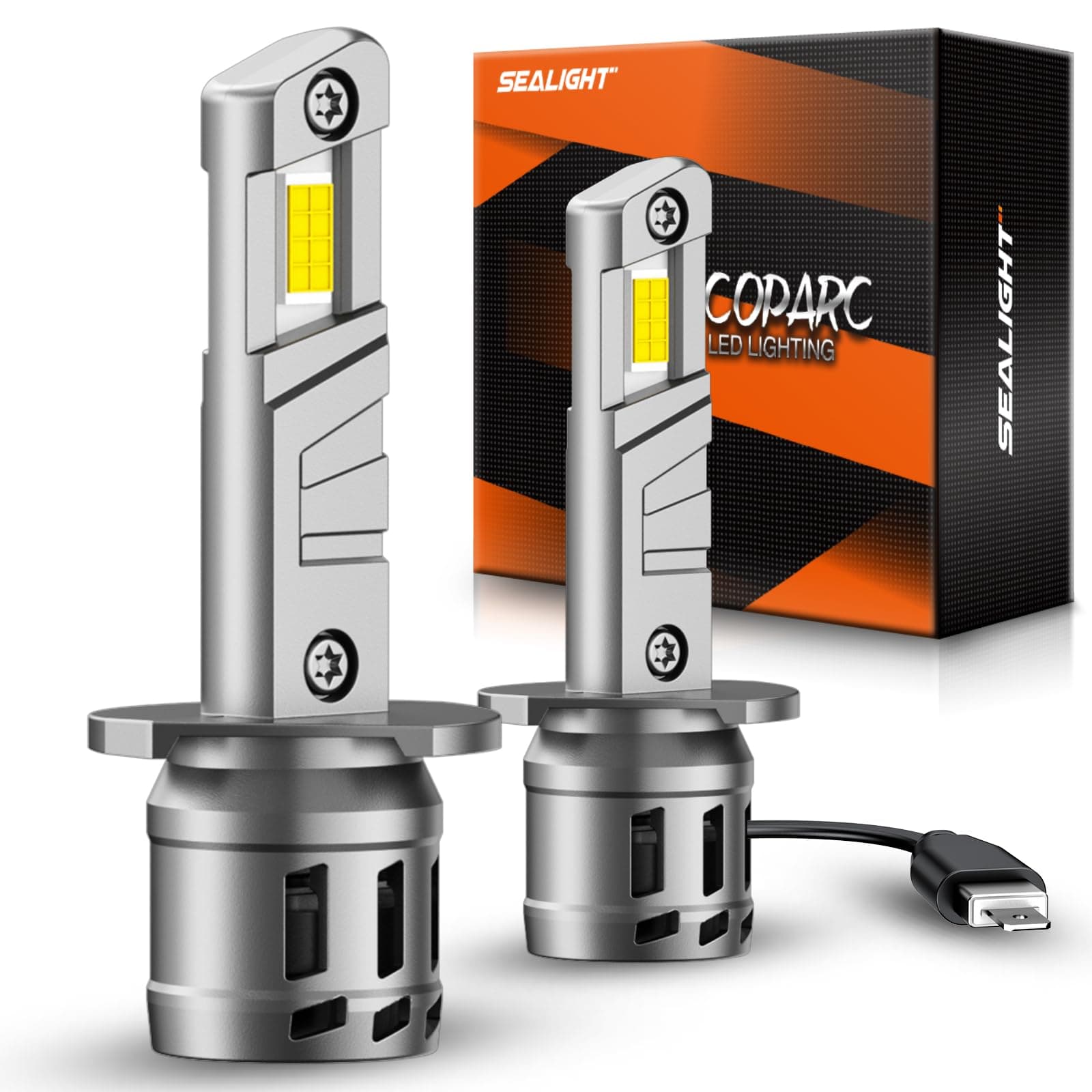 SEALIGHT H1 Fog Bulbs, 40000LM 6500K Cool White, 1:1 Mini Size, H1 Bulb Light with 13000RPM Cooling Fan, 3 Mins Plug-N-Play, IP67 Waterproof Non-polarity, Pack of 2