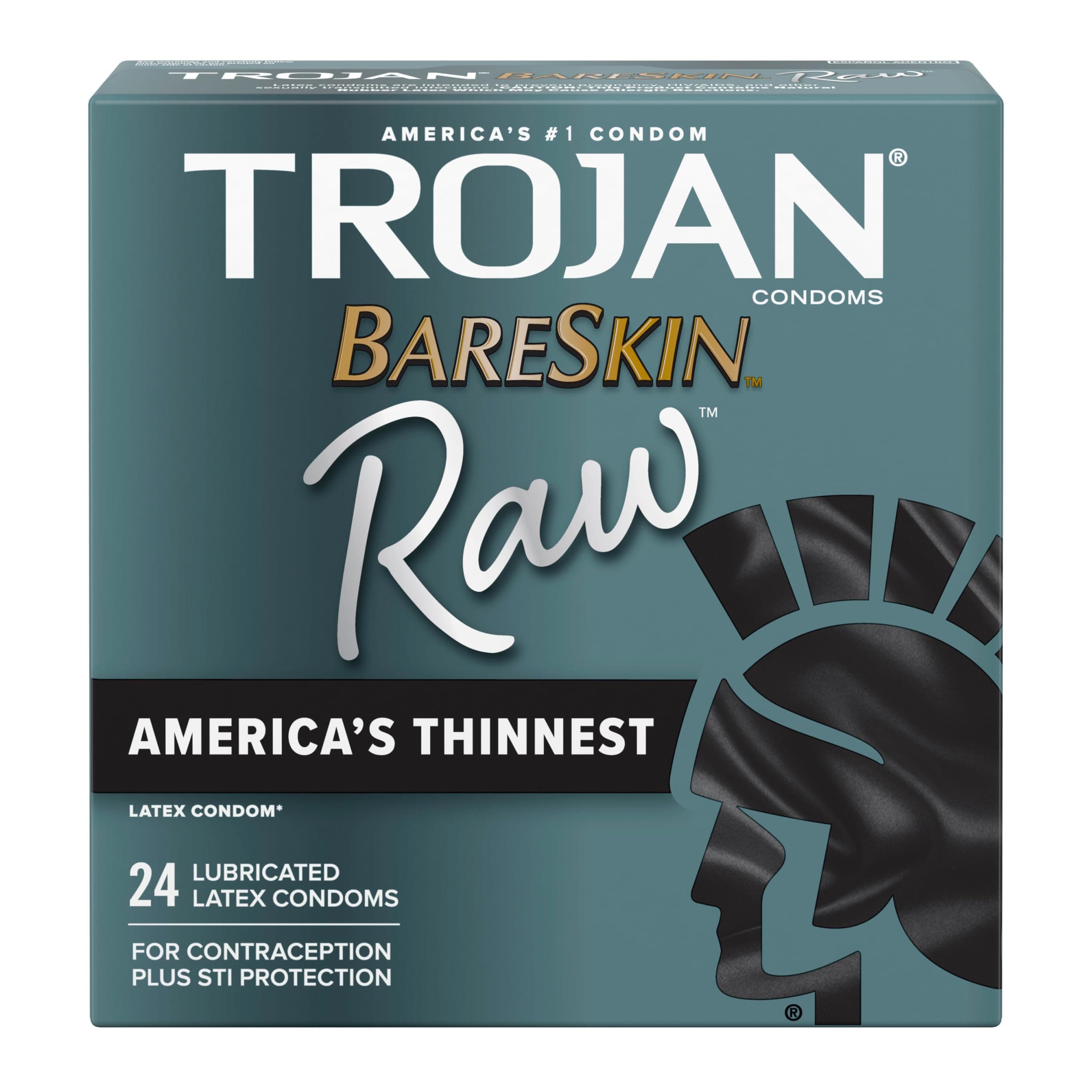 TROJAN BareSkin Raw Ultra Thin Condoms, Lubricated Thin Condoms for Men, America's #1 Condom Brand, 24 Count Pack 24 Count (Pack of 1) BareSkin Raw Ultra Thin Condoms