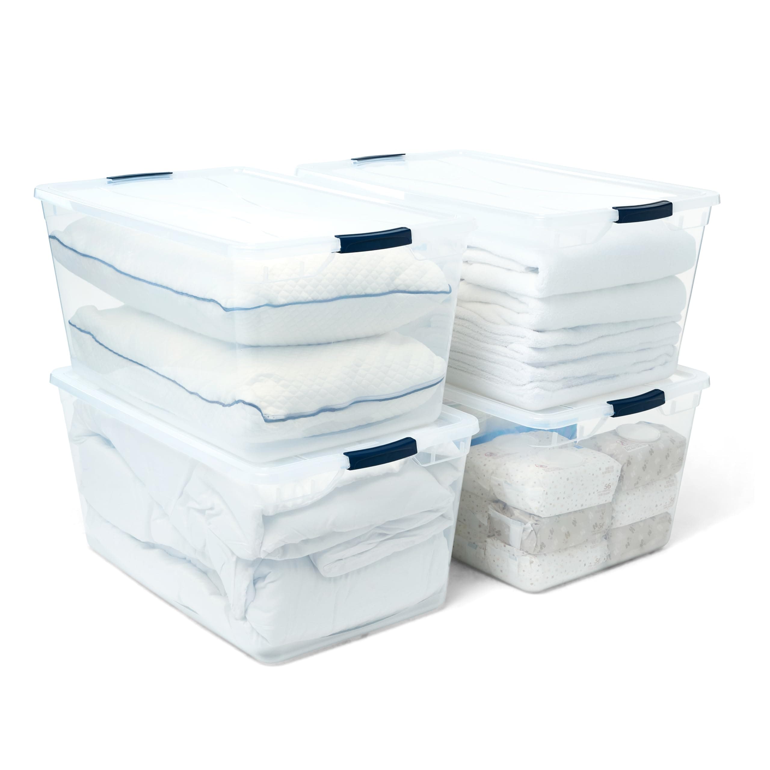 Rubbermaid Cleverstore 95 Qt Clear Storage Bins with Lids, 4-Pack, Stackable, BPA-Free, Made in USA 95 Qt - 4 Pack