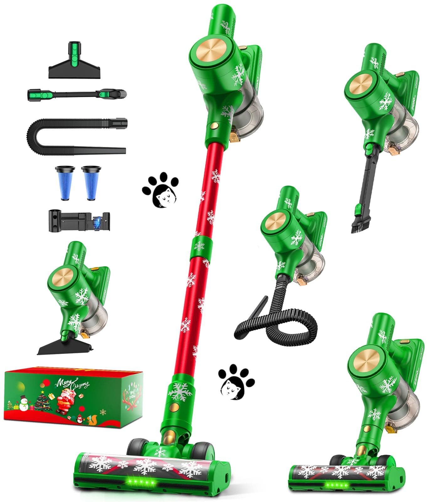 Cordless Vacuum Cleaner, 46Kpa//500W/55Mins Vacuum Cleaners for Home, Self-Standing Stick Vacuum, LED Display & Anti-Tangle, Lightweight Rechargeable Vacuum for Carpet, Floor Christmas