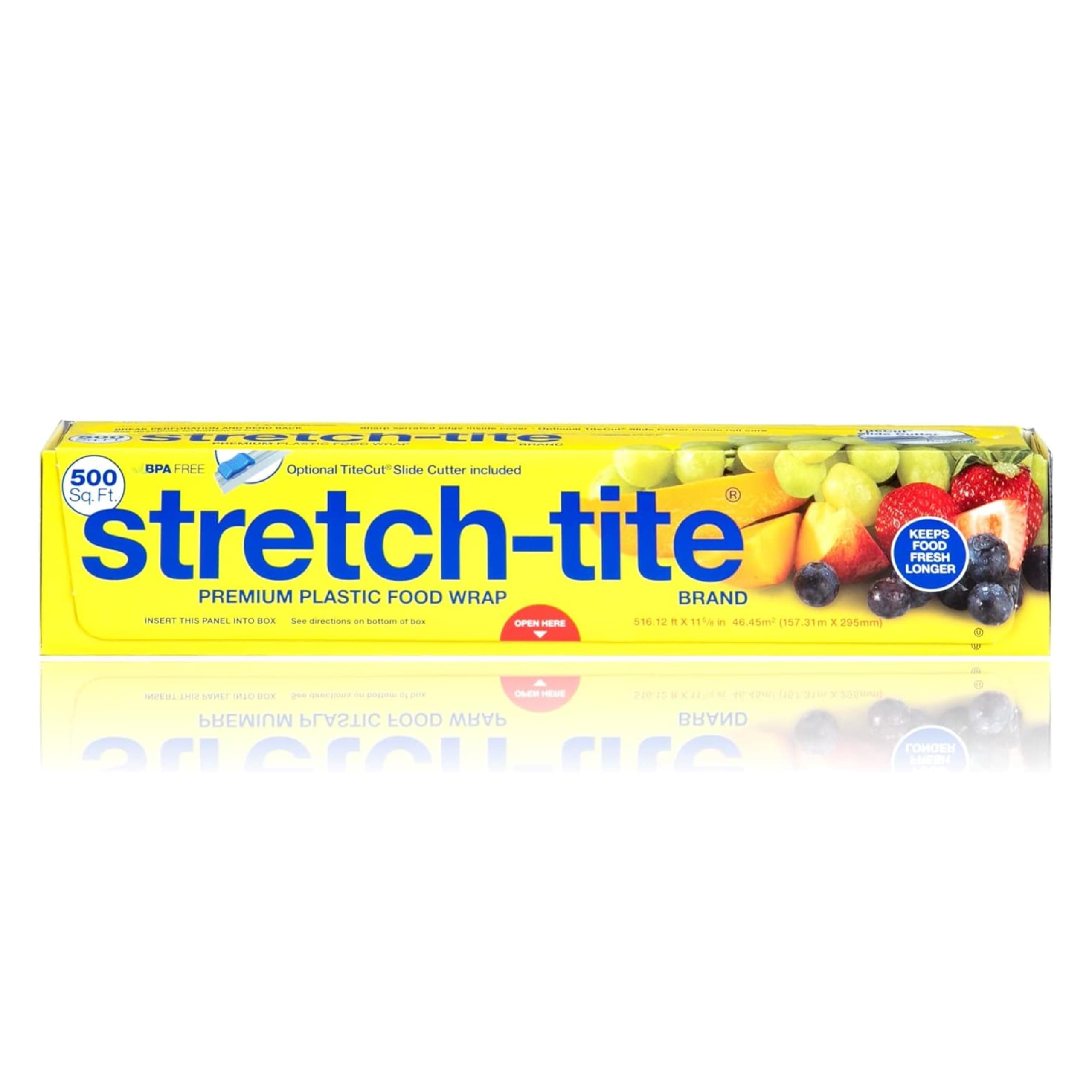 Stretch-Tite Premium Plastic Food Wrap, 500 Sq. Ft., 516.12-Ft. x 11.5/8-Inch 500 Sq Ft (Pack of 1)