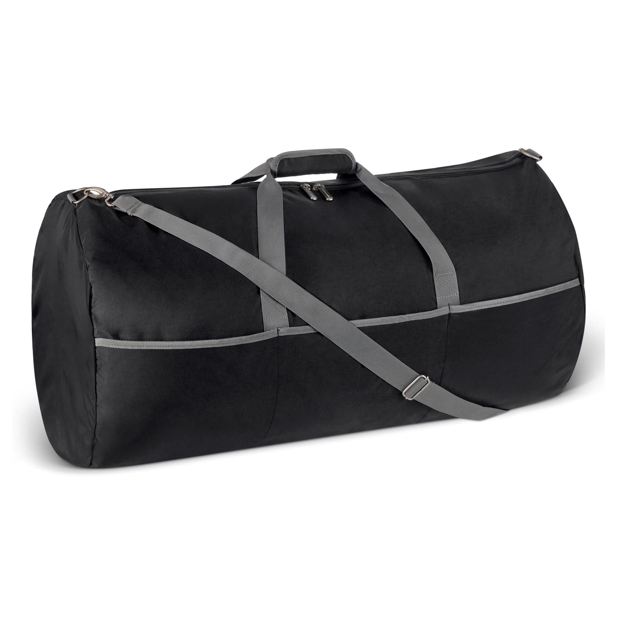 Amazon Essentials 32.4" Extra Large Foldable Nylon Duffel Bag for Travel/Storage with Zippered Pockets, 9254 Cubic Inch (150L), 50-LBS Capacity, Black (Previously Amazon Basics) Black 32.4 inches