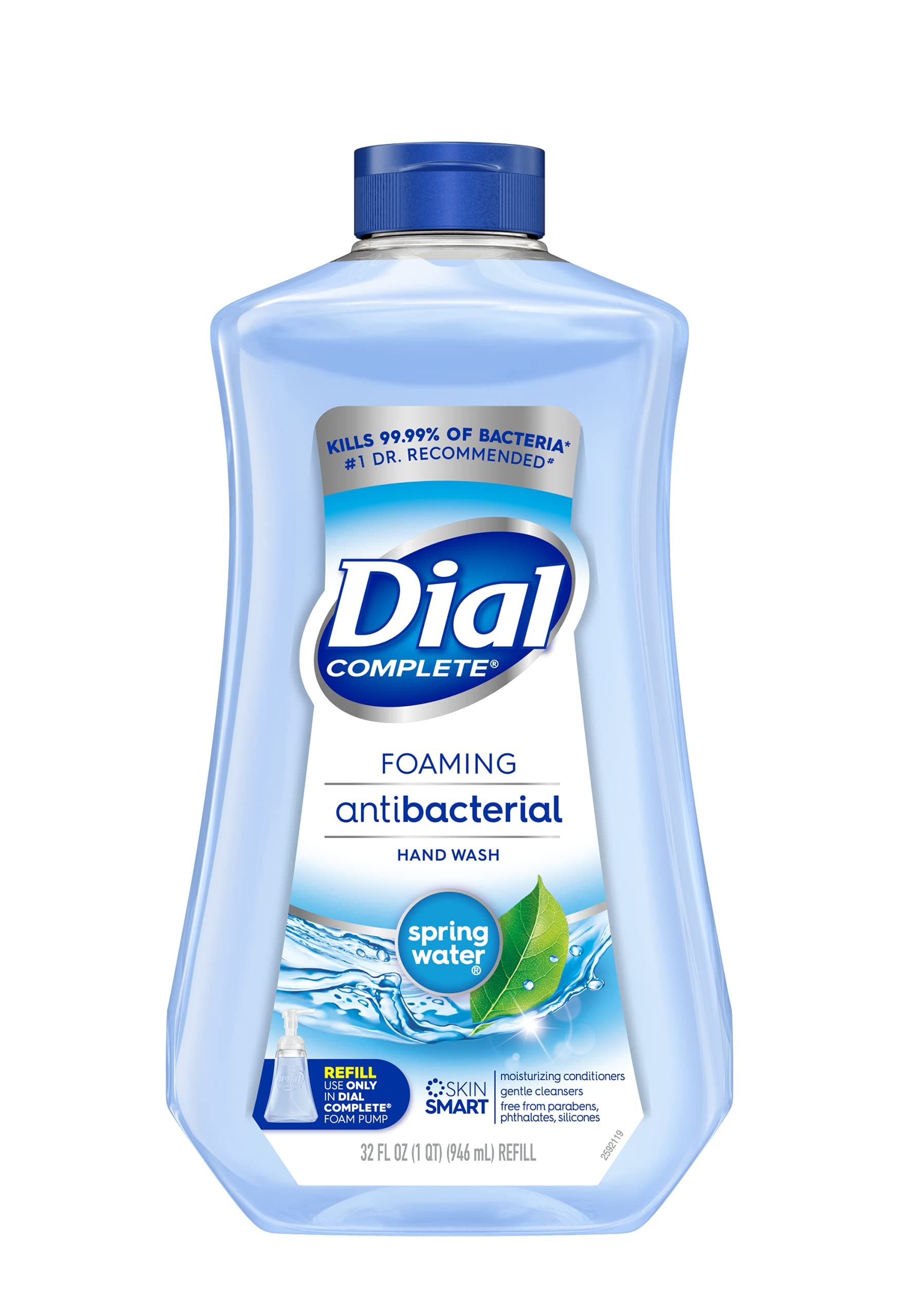 Dial Complete Antibacterial Foaming Hand Soap Refill, Spring Water, 32 Fl Oz