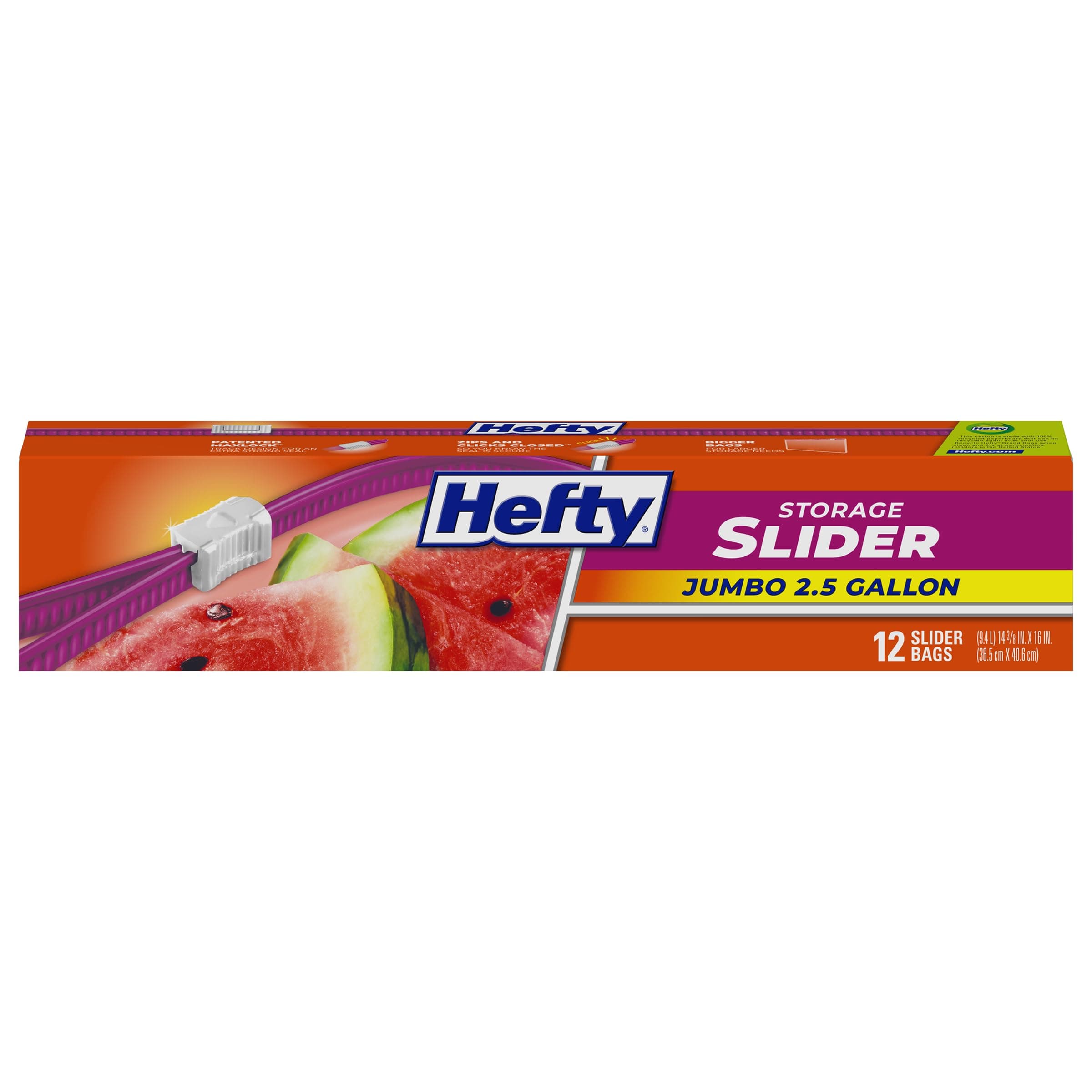 Hefty Slider Jumbo Storage Bags, 2.5 Gallon Size, 12 Count Jumbo - 12 Count