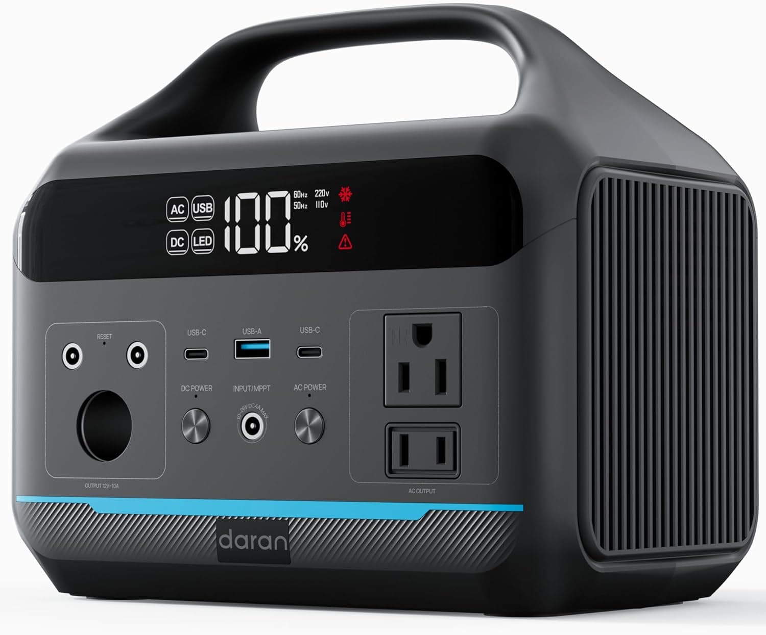 DARAN Portable Power Station 600W(1200W Surge) - 288Wh(90,000mAh) Solar Generator LiFePO4 Battery with AC DC Outlets, 8.3LB Portable Charging Station for Camping, RV, Home, Emergency (Solar Optional) 600W-288Wh