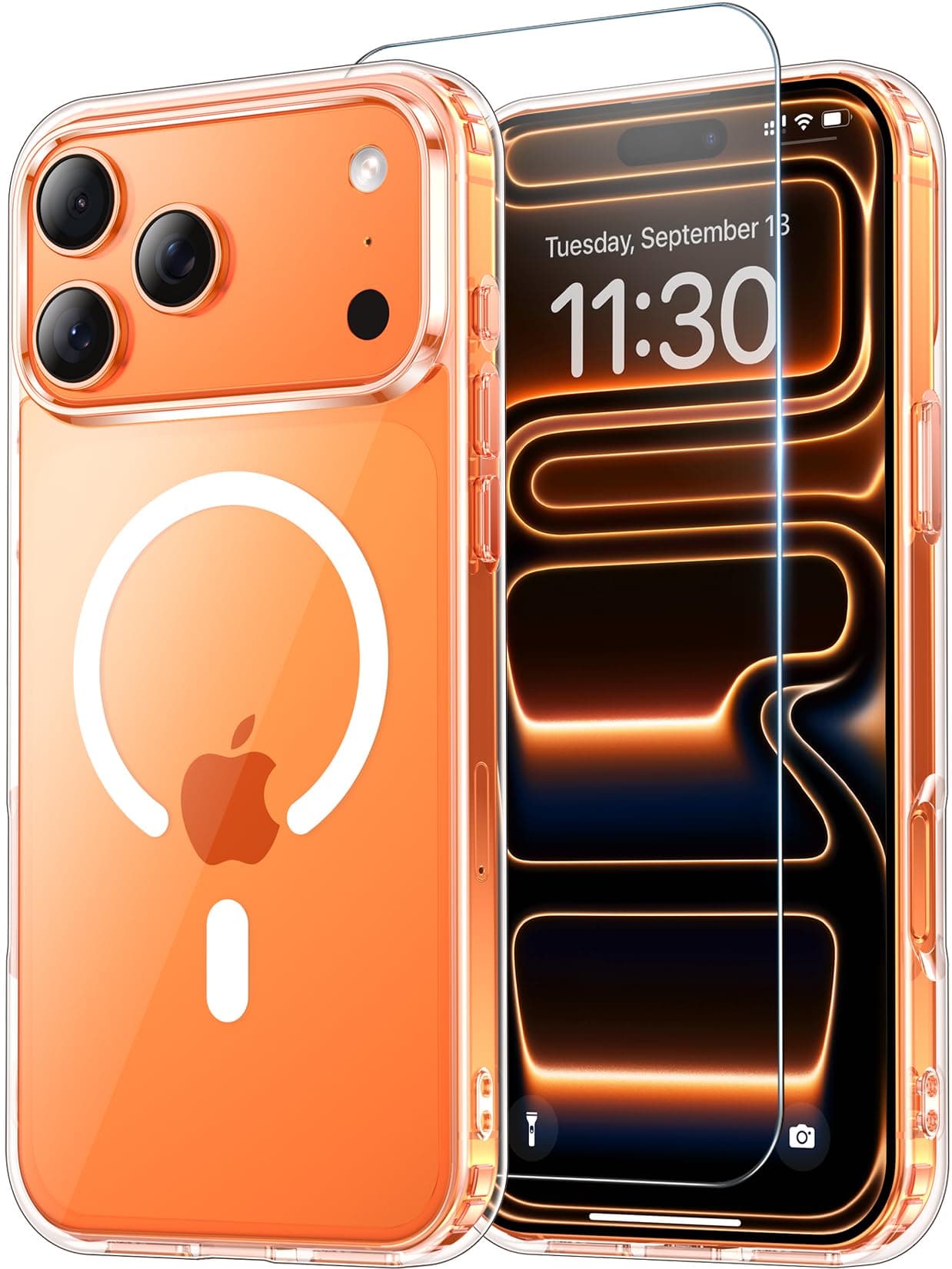 Temdan for iPhone 17 Pro Max Case Clear with Screen Protector, Compatible with Magsafe, Anti-Yellowing, Military-Grade Protection, Shockproof Slim Magnetic Phone Case Cover, Transparent for iPhone 17 Pro Max 6.9" Clear