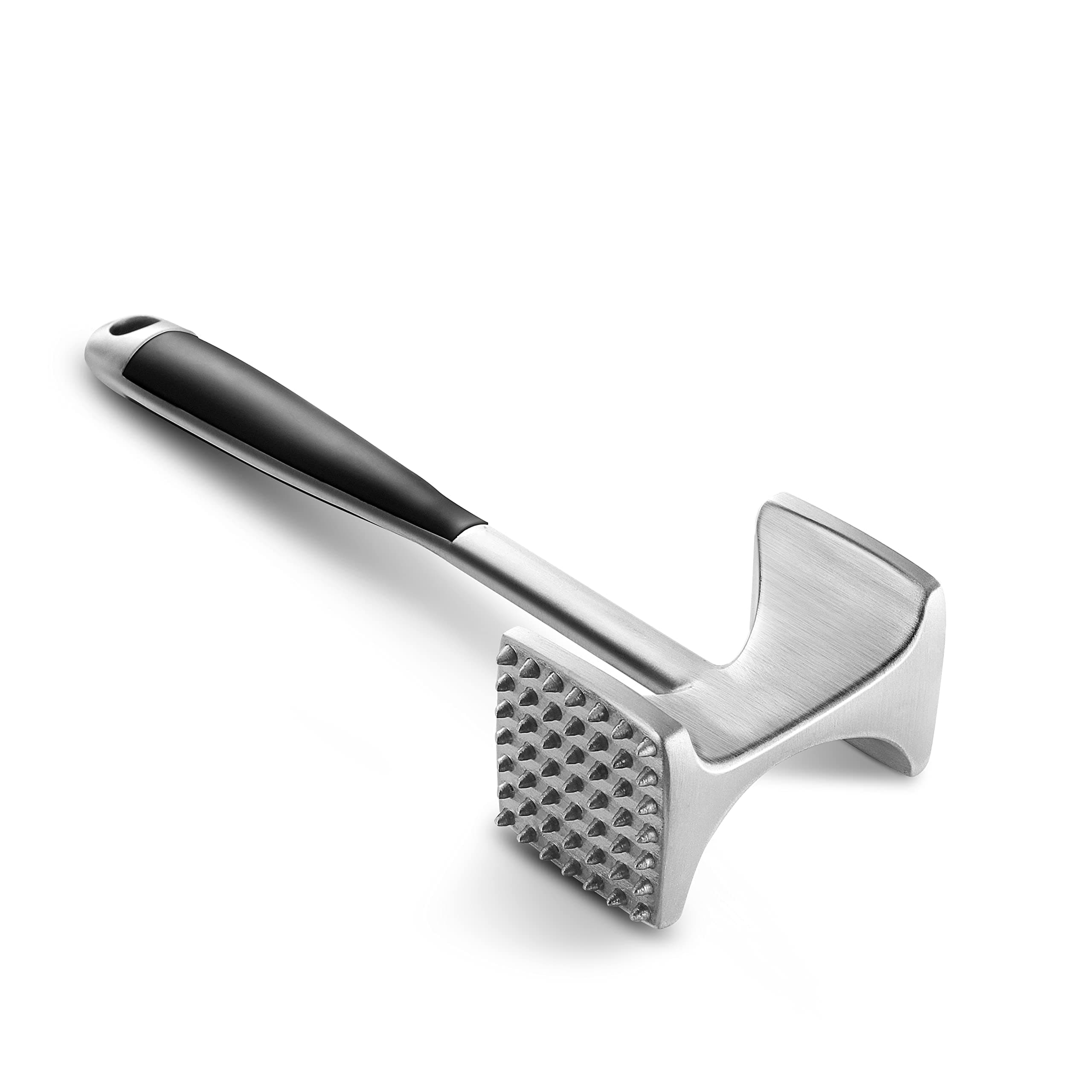 KITEXPERT Meat Tenderizer Hammer with Comfortable-Grip Handle, Dual-side Mallet for Kitchen, Heavy Duty Pounder For Tenderizing Steak, Beef and Fish Silver