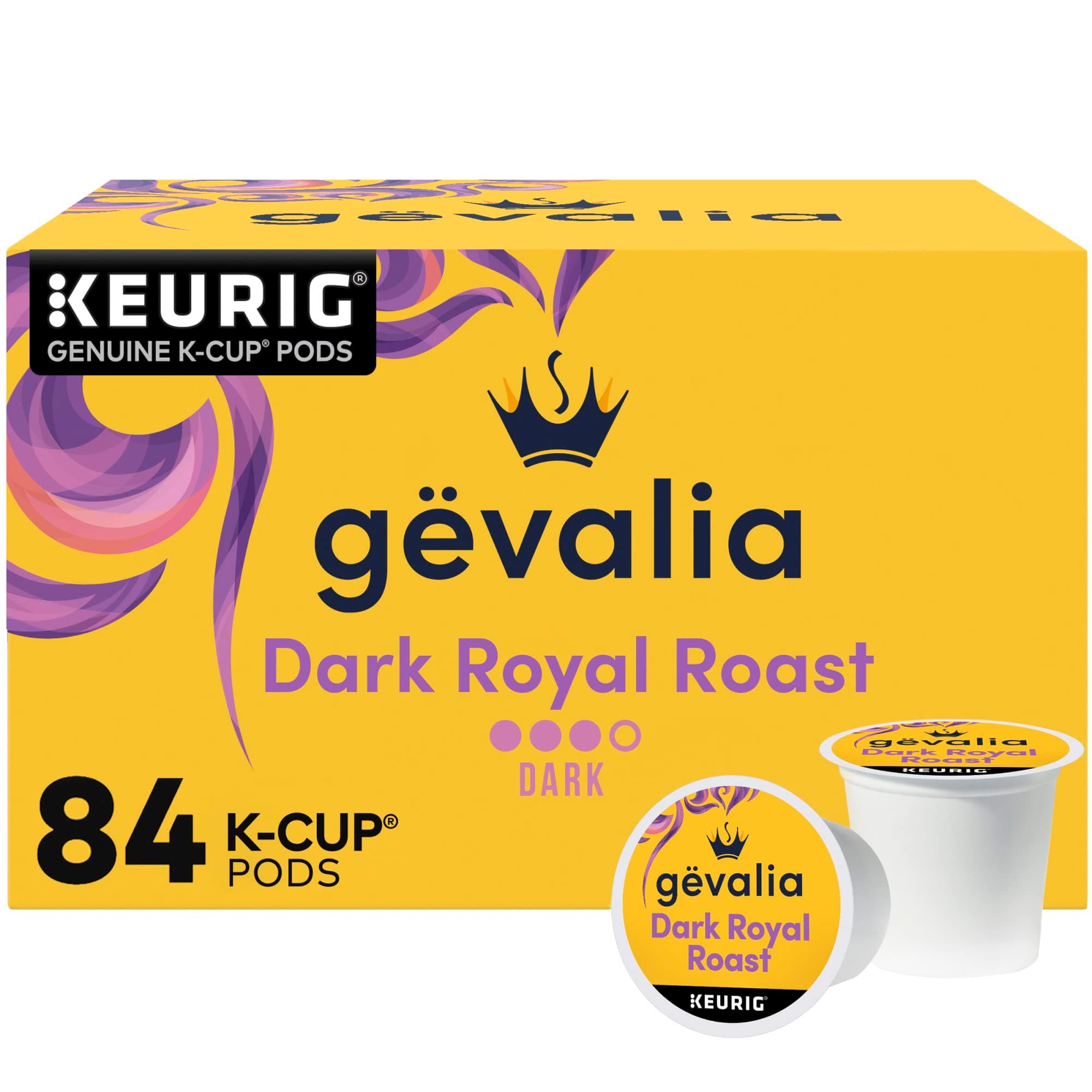 Gevalia Dark Royal Roast Dark Roast K‐Cup Coffee Pods, 84 ct. Box Dark Royal Roast 84 Count (Pack of 1)