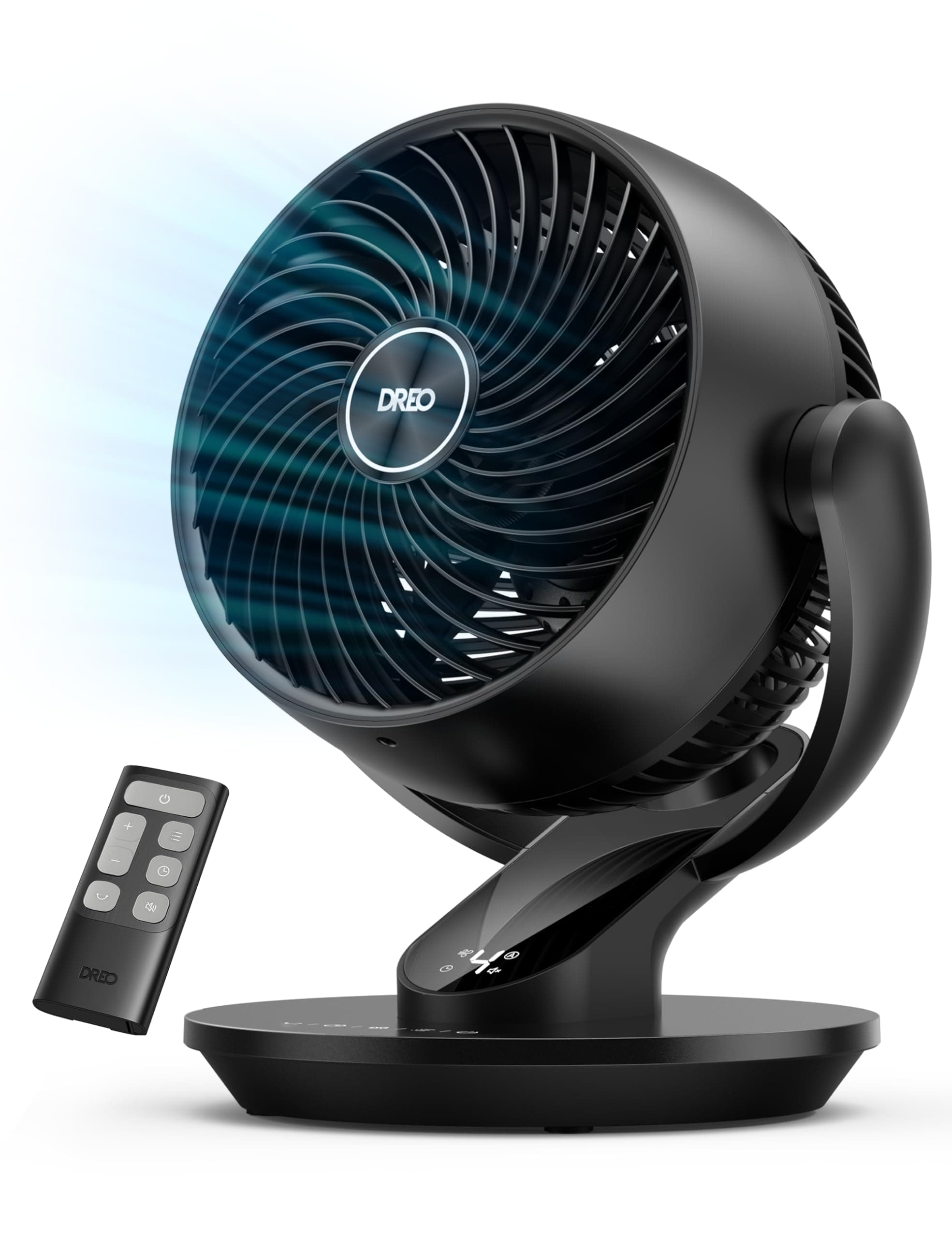 Dreo Fan for Bedroom, 13-Inch Oscillating Table Air Circulator Fan for Whole Room, 120° Tilt Adjustment, 28dB Ultra-Quiet, 70ft Powerful Airflow, 4 Speeds Desk Fans with Remote for Home, Office Standard Black