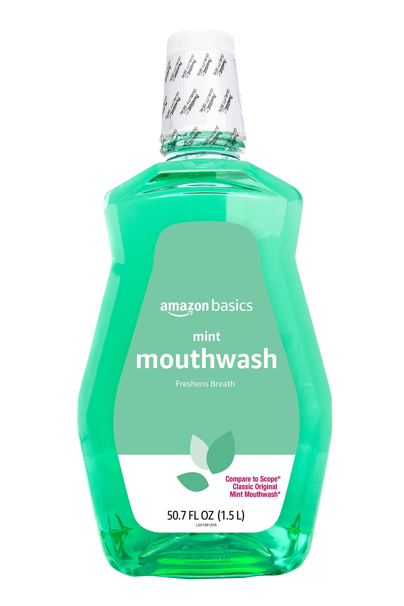 Amazon Basics Fresh Breath Mouthwash, Mint, 50.7 Ounce (Pack of 1), (Previously Solimo)