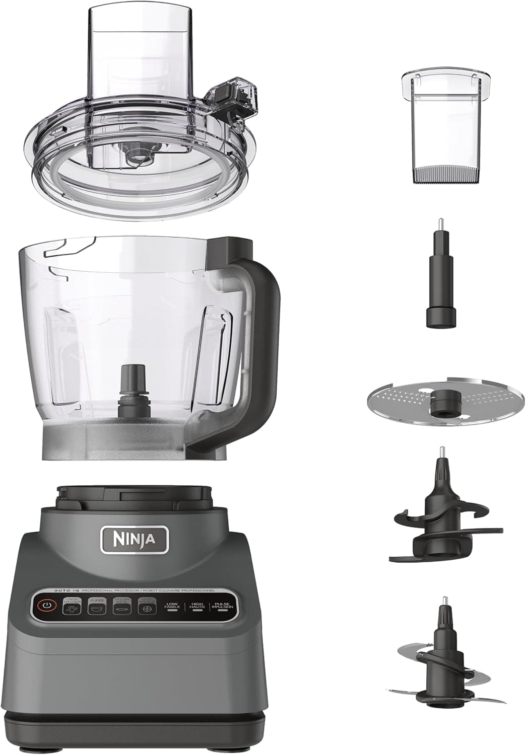 Ninja Food Processor, Professional Plus, 1000 Peak Watts, 4 Functions for Chopping, Slicing, Purees & Dough with 9-Cup Processor Bowl, 3 Blades, Food Chute & Pusher, Silver, BN601 9-Cup Food Processor