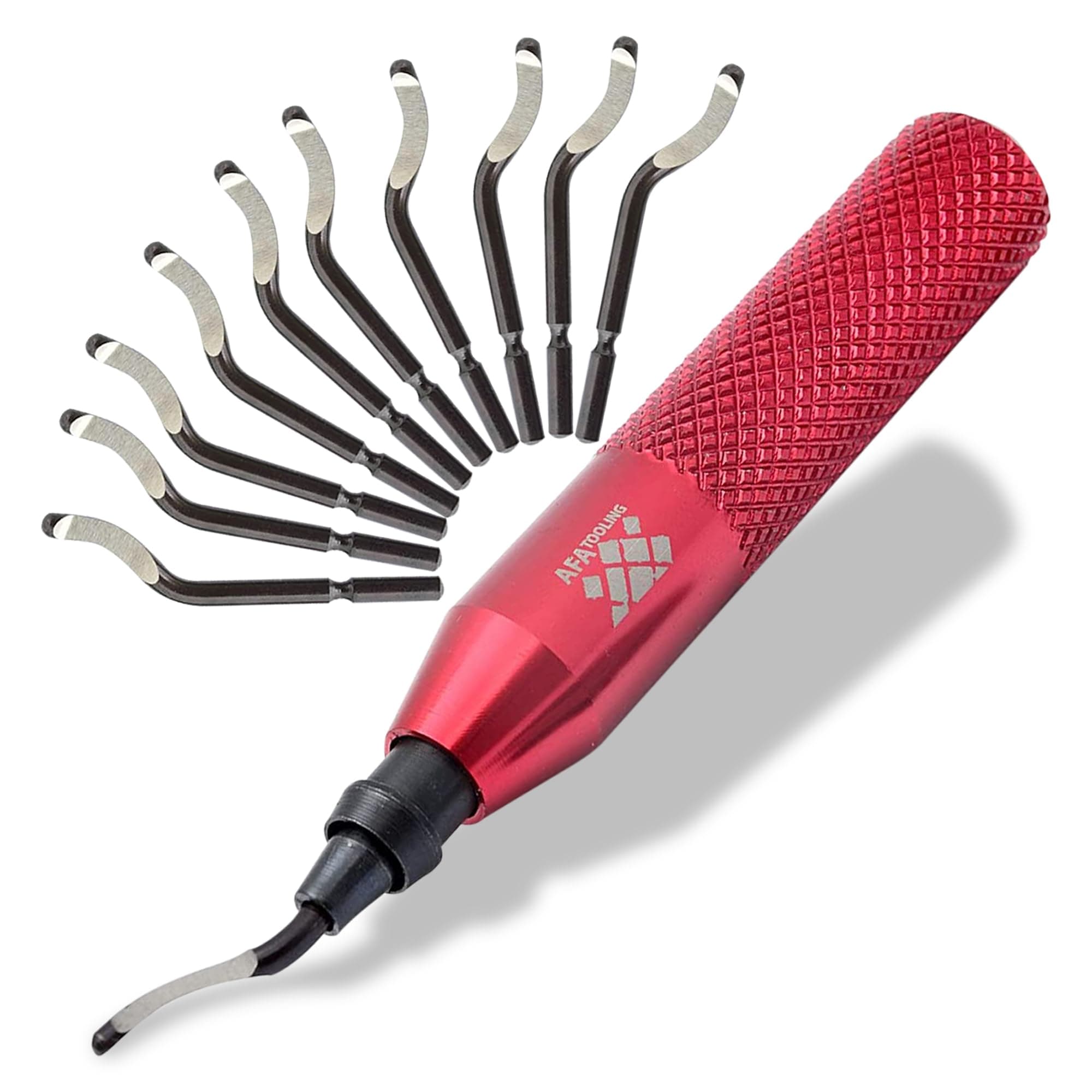 AFA Tooling - Deburring Tool with 11 High Speed Steel Swivel Blades - Works on Metal, Resin, PVC Pipes, Copper, Plastic and 3D Printed Edges - Plumbing & 3D Printing Burr Removal Reamer Tool 11 Blades (BS1010)
