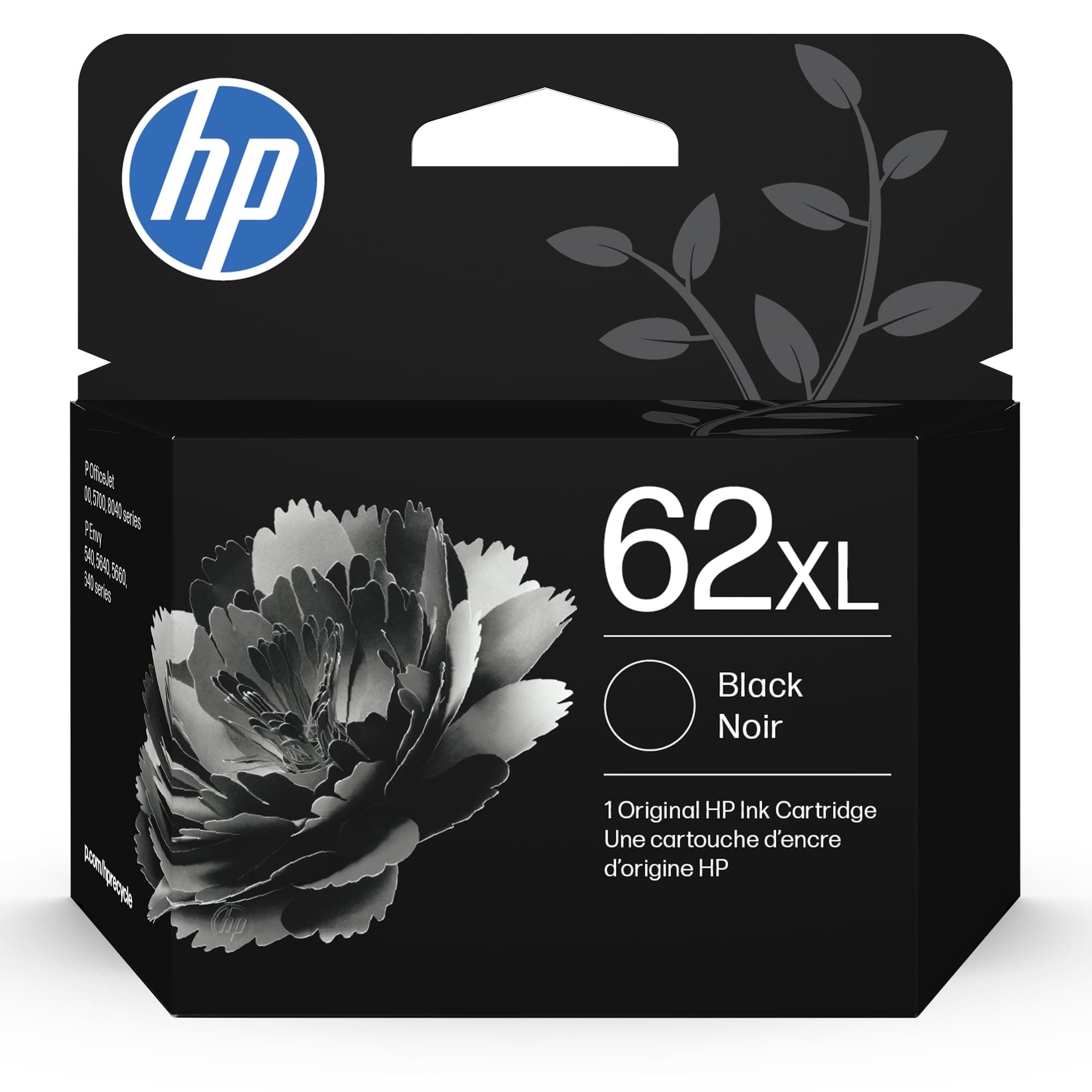 HP 62XL Black High-yield Ink Cartridges | Works with Printer Series: ENVY 5540, 5640, 5660, 7640, OfficeJet 5740, 8040, OfficeJet Mobile 200, 250 | Instant Ink Eligible | C2P05AN | Packaging May Vary