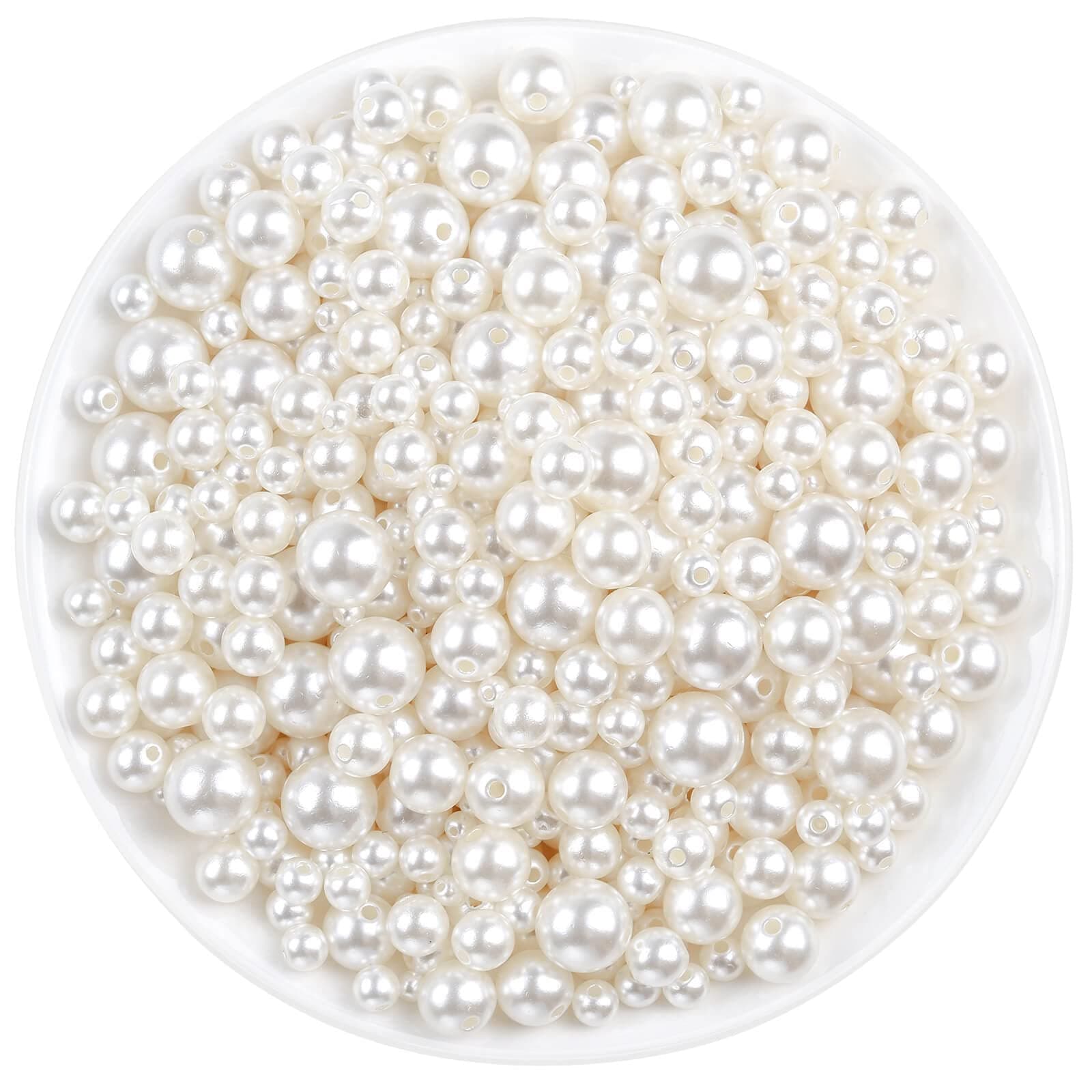 Pearl Beads, Anezus 800pcs Ivory Pearl Craft Beads Loose Pearls for Jewelry Making, Crafts, Decoration and Vase Filler (Assorted Sizes) Various Sizes