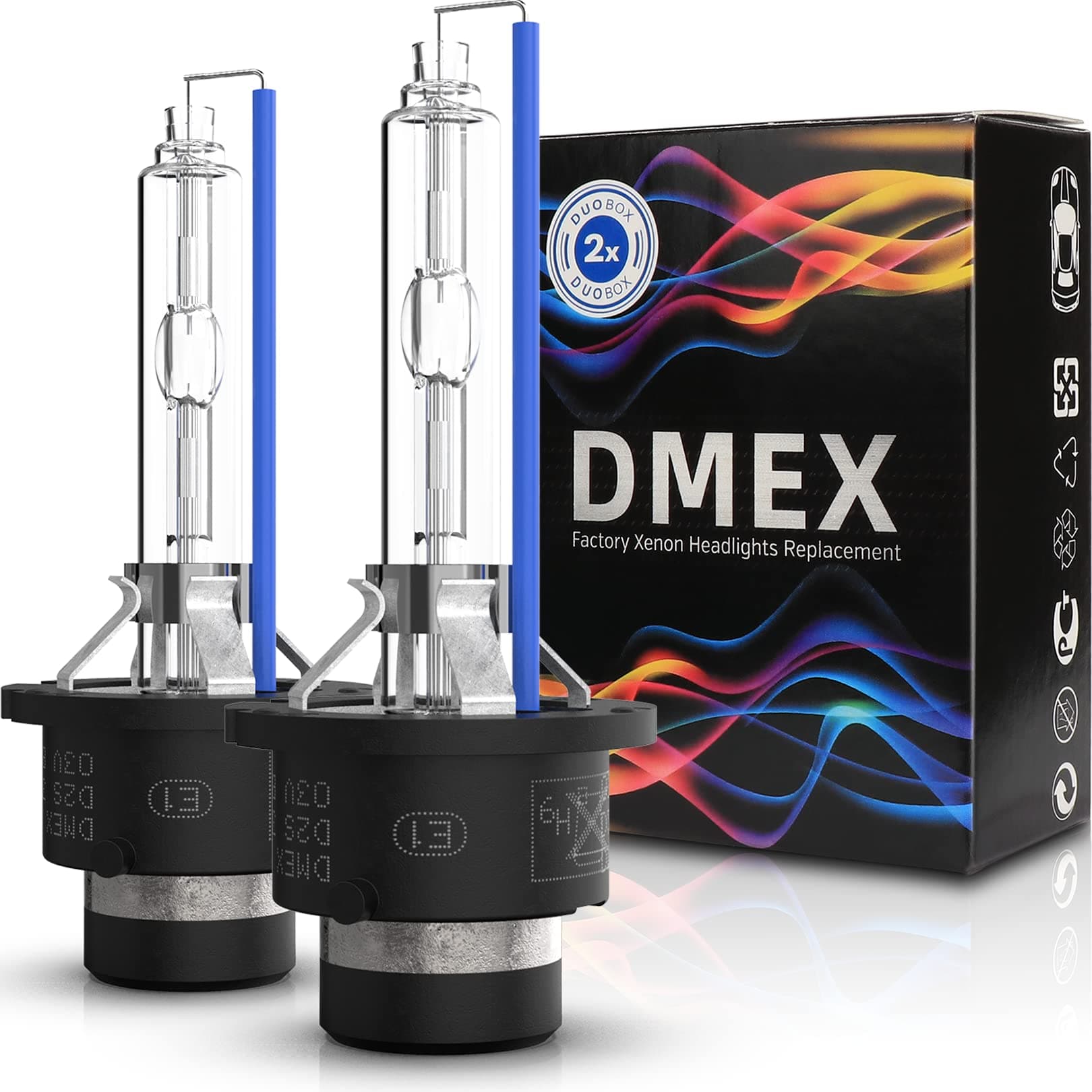 DMEX D2S HID Headlight Bulbs Xenon 35W 85122 66240 66040 66240CBI Replacement - Pack of 2, 6000K Cool White