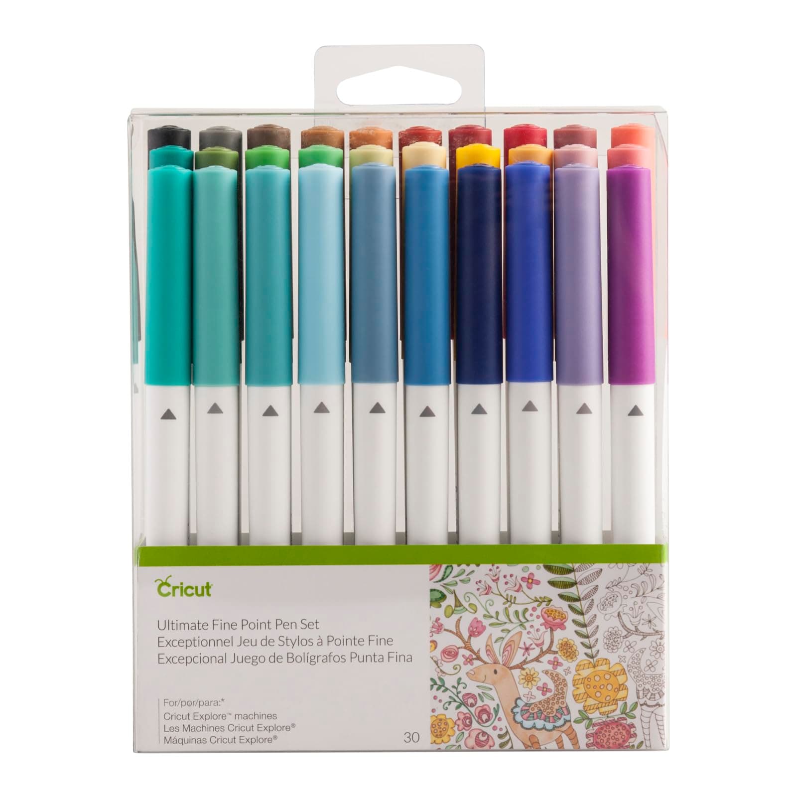 Cricut Ultimate Fine Point Pen Set, 0.4mm Fine Tip Pens to Write, Draw & Color, Create Personalized Cards & Invites, Use Maker and Explore Cutting Machines, 30 Assorted Colored Pens Assorted 30 Count, (Pack of 1) 30 Count