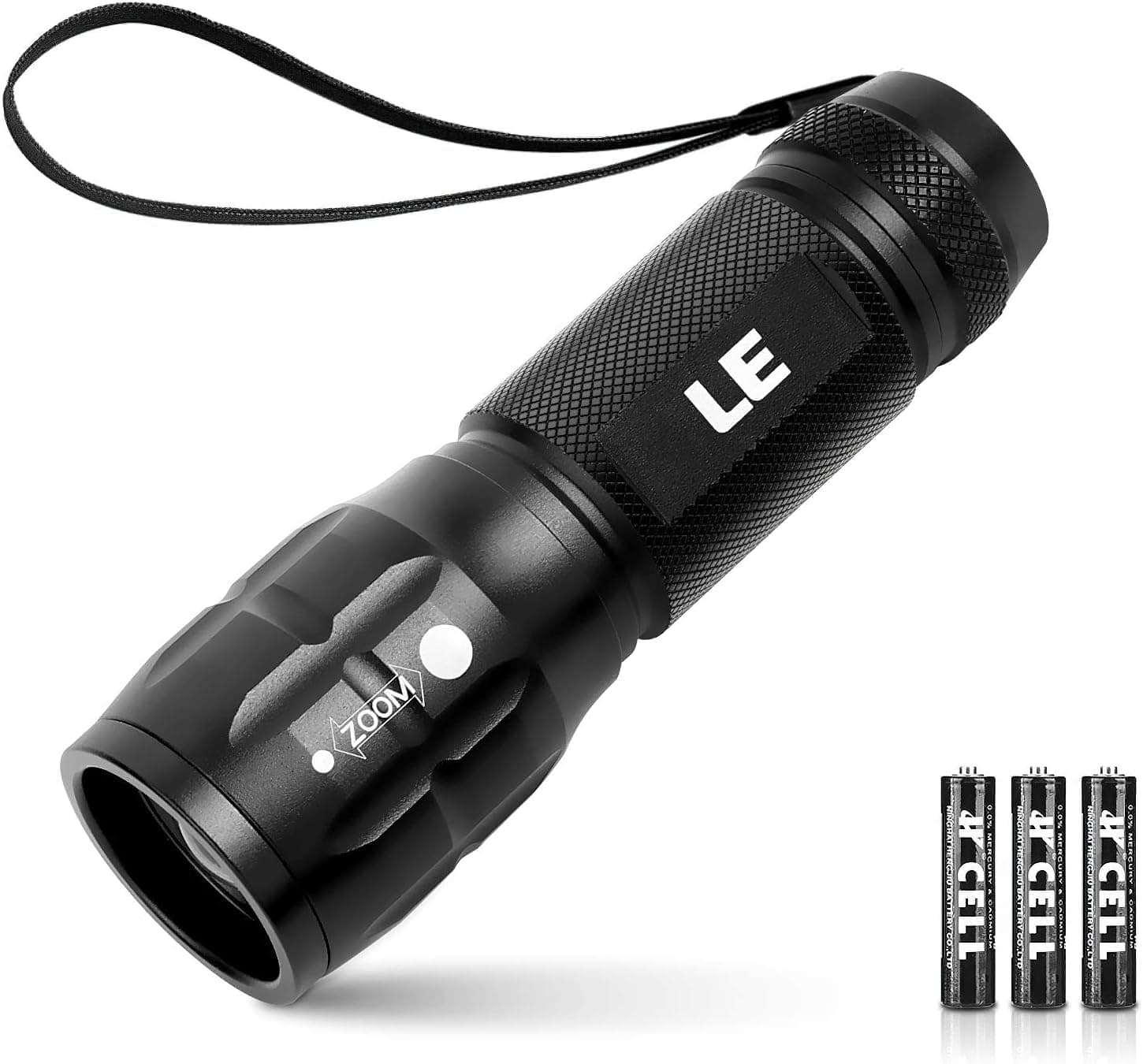 Lighting EVER LED Flashlights High Lumens, Small Flashlight, Waterproof, Adjustable Focus Flash Light for Outdoor, Emergency, AAA Batteries Included, Tactical & Camping Accessories Black 1