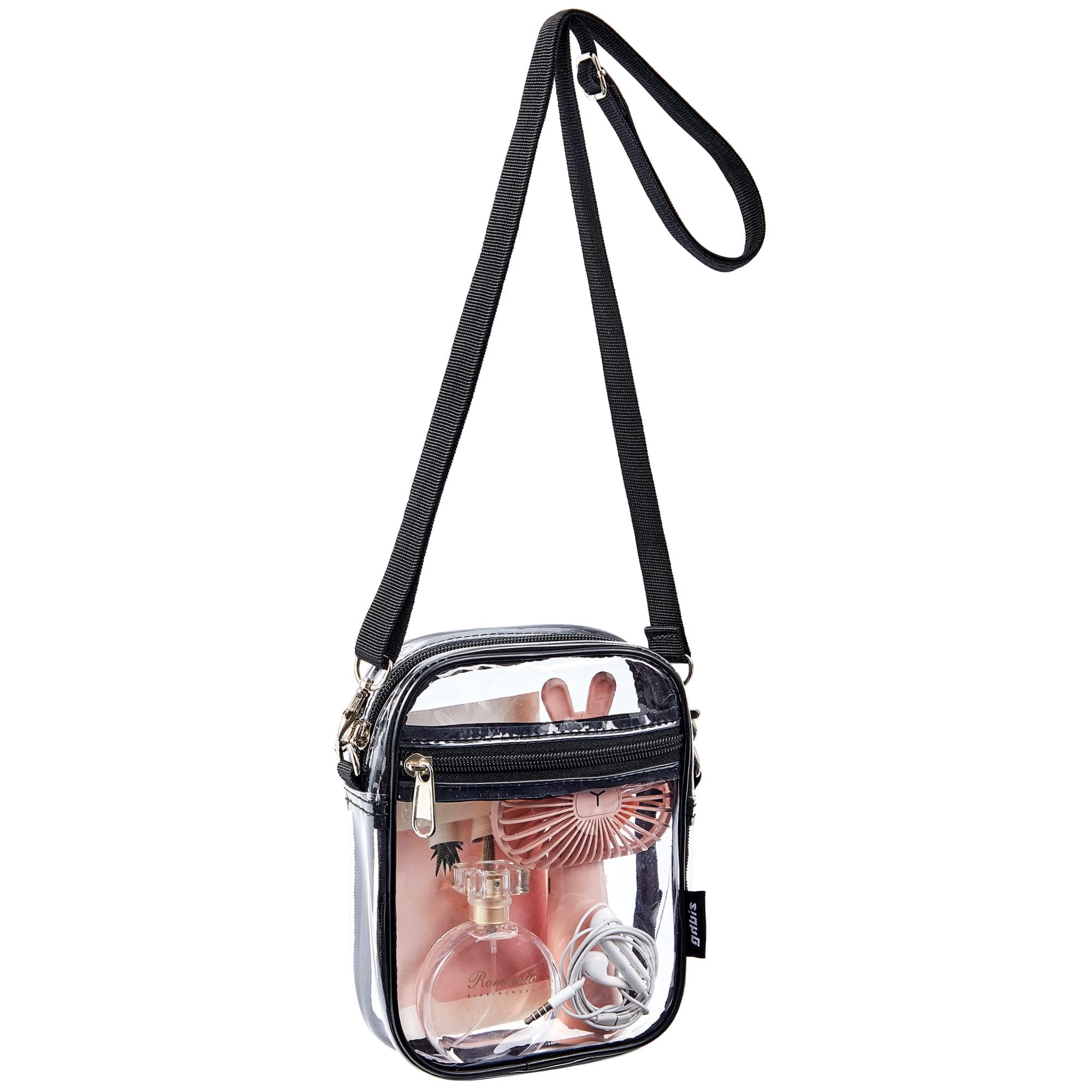 Clear Crossbody Bag, Stadium Approved Clear Purse Bag for Concerts Sports Events Black-m