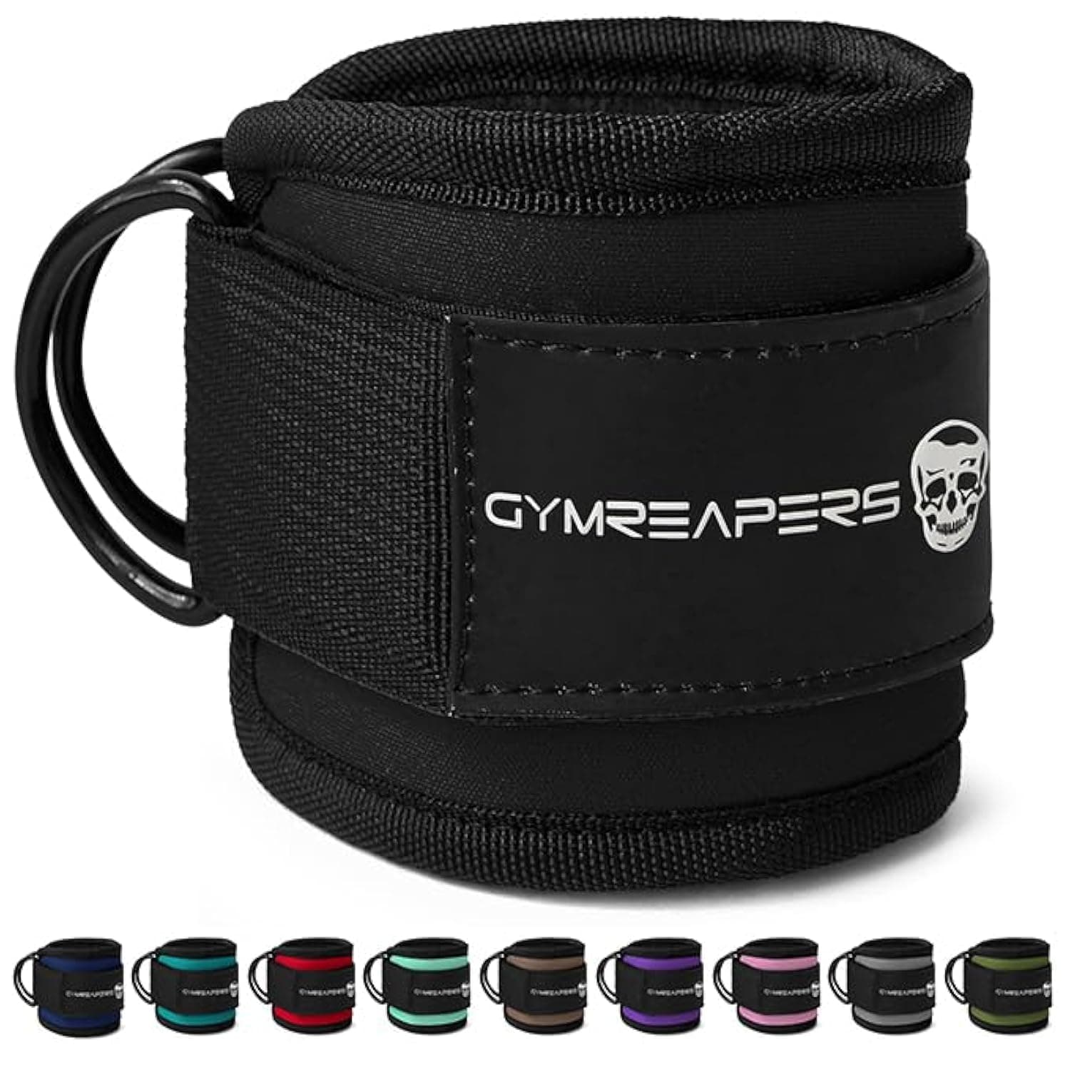 Gymreapers Ankle Straps For Cable Machine Kickbacks, Glute Workouts, Lower Body Exercises - Adjustable Leg Straps with Neoprene Padding Black Pair