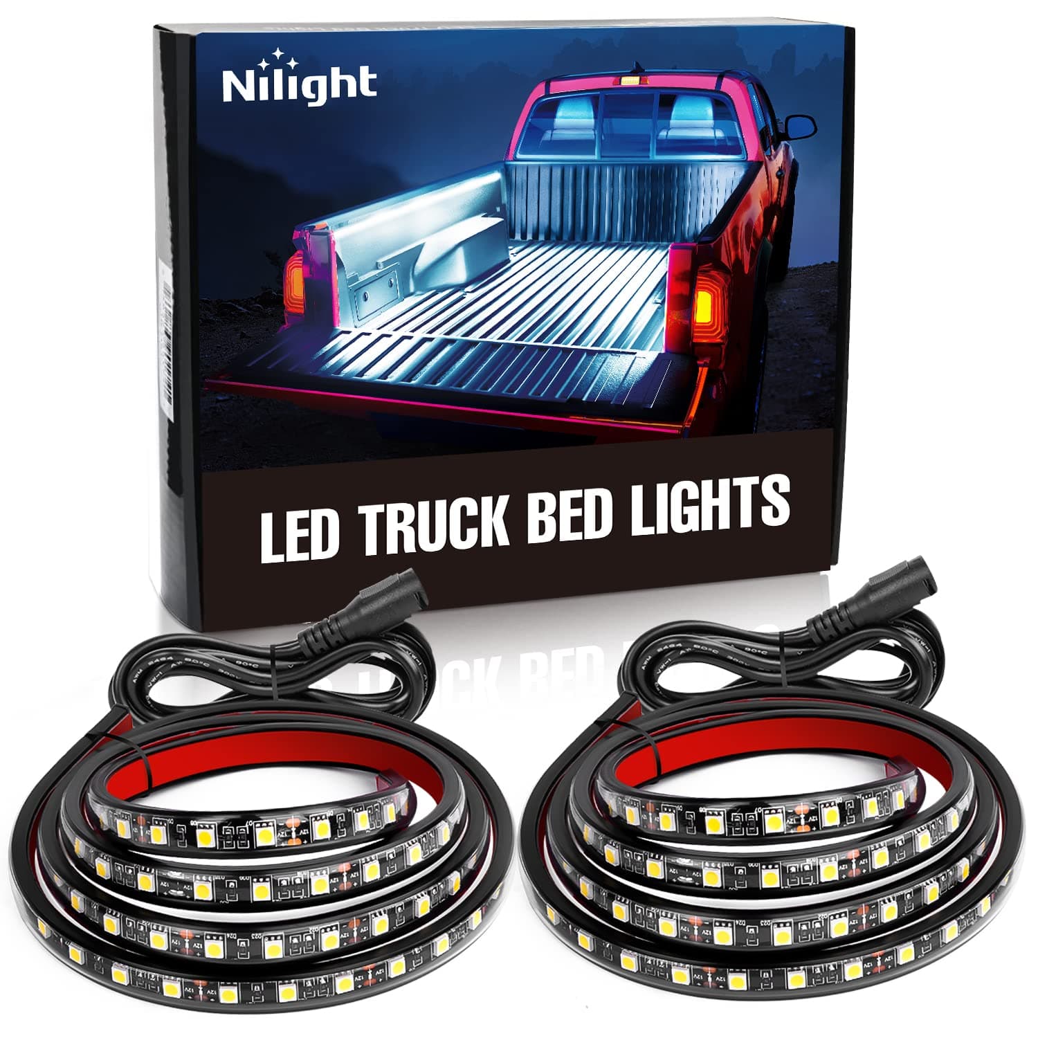 Nilight - TR-05 2PCS 60 Inch 180 LEDs Bed Strip Kit with Waterproof on/Off Switch Blade Fuse 2-Way Splitter Extension Cable for Cargo, Pickup Truck, SUV, RV, Boat , 2 Years Warranty Truck Bed Light Strip Light Strip