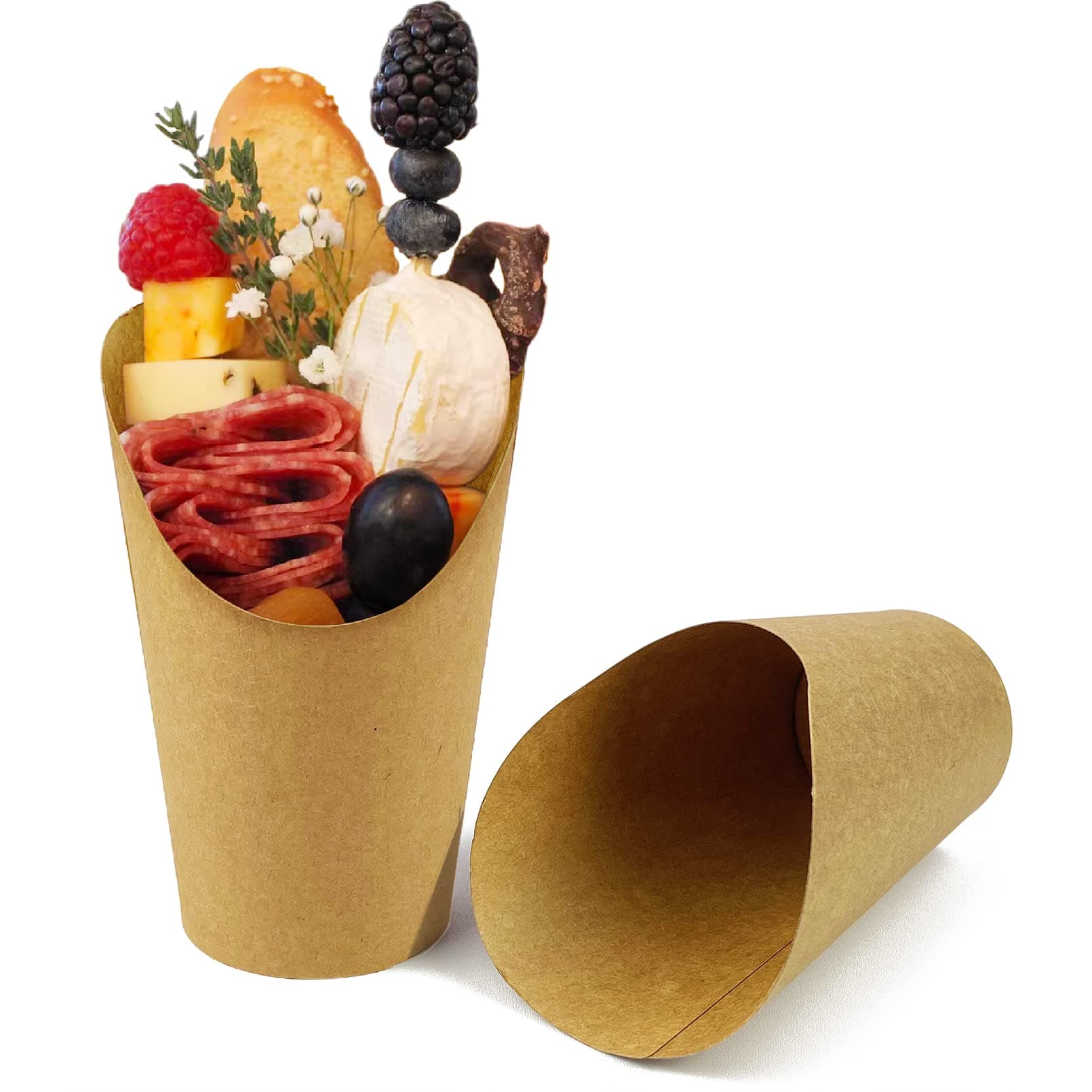 CAMKYDE 50 Pcs French Fries Holder, 12oz Disposable Paper French Fry Cups Charcuterie Cups for all Occasions (12oz) Brown 12 Ounces