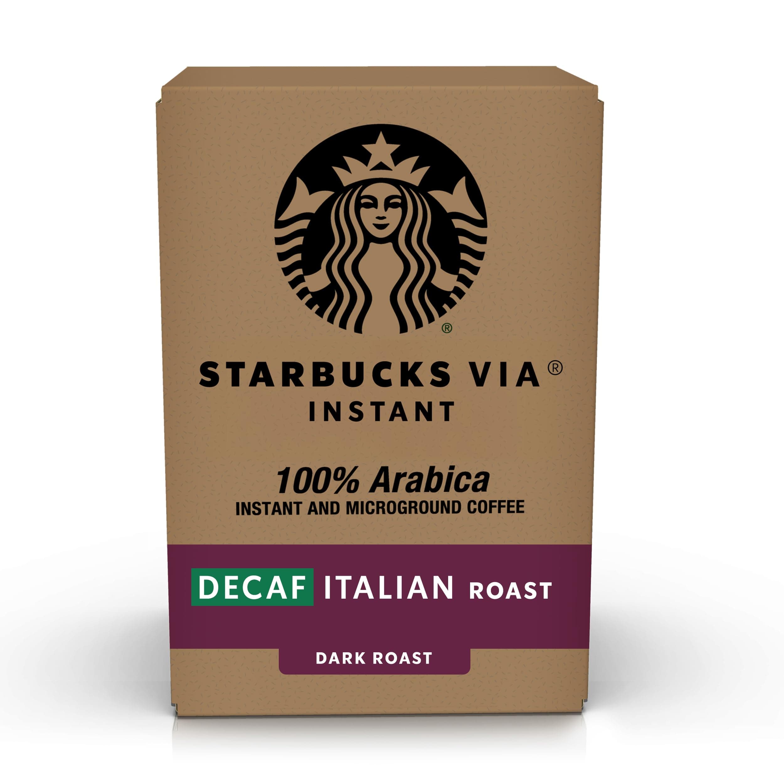 Starbucks VIA Instant Coffee, Dark Roast Coffee, Decaf Italian Roast, 100% Arabica, Single-Serve, 1 Box (50 Packets) Decaf Italian Roast 50 Count (Pack of 1)