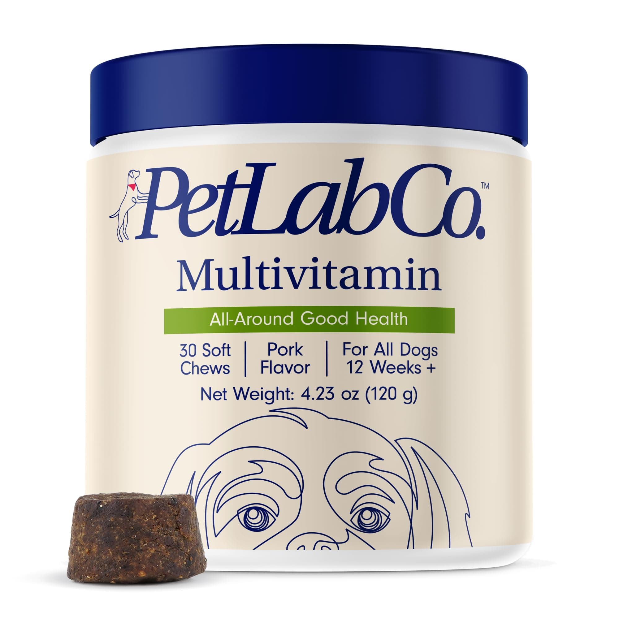 PetLab Co. 22 in 1 Dog Multivitamin - Support Dog's Immune Response, Skin, Coat, Joints & Overall Health - Vitamins A, E, D, B12, Minerals, Antioxidants - Chewable Pork Flavor - Packaging May Vary Single Pack