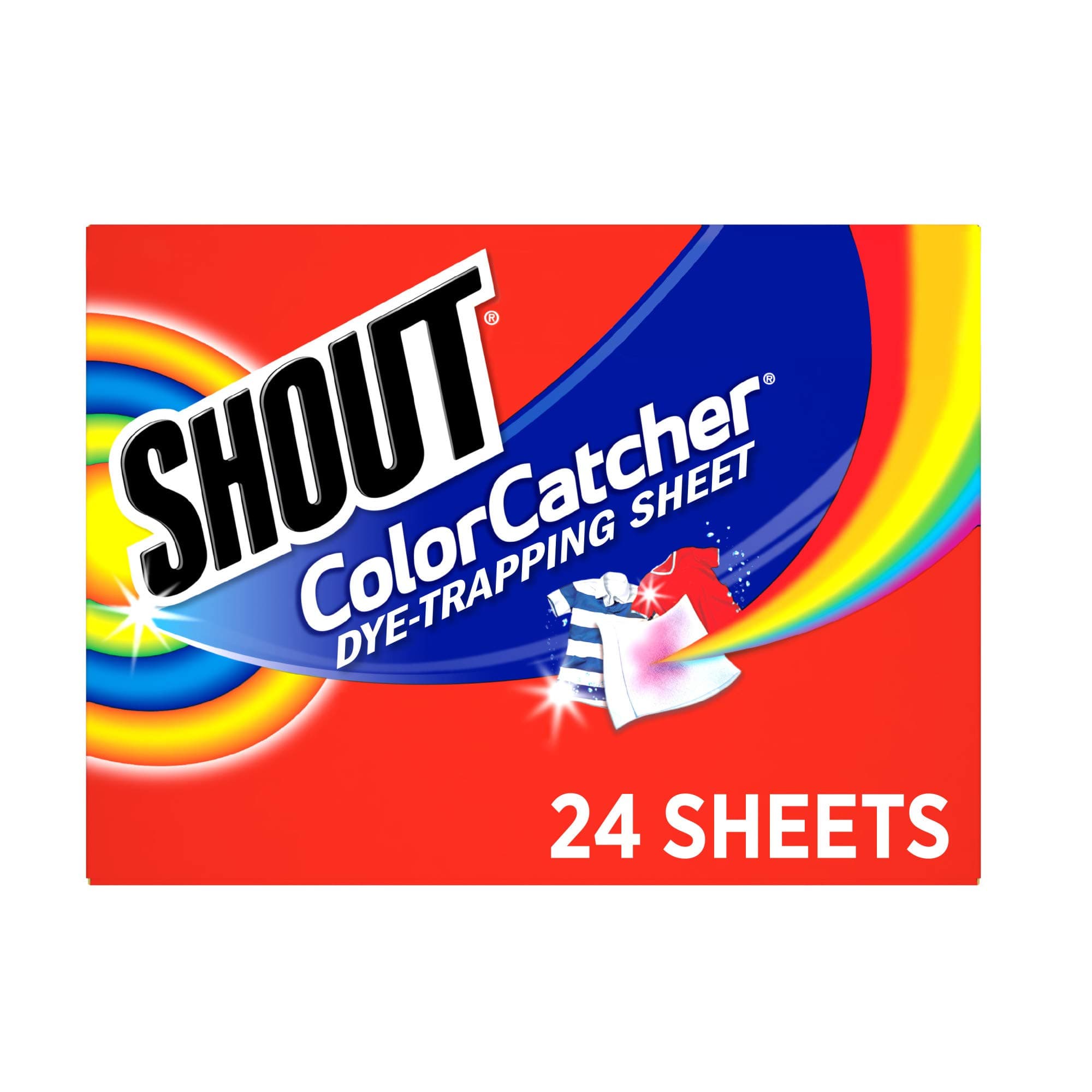 Shout Color Catcher Sheets for Laundry, Allow Mixed Washes, Prevent Color Runs and Maintain Original Clothing, 24 Count - Pack of 1 24 Count (Pack of 1)