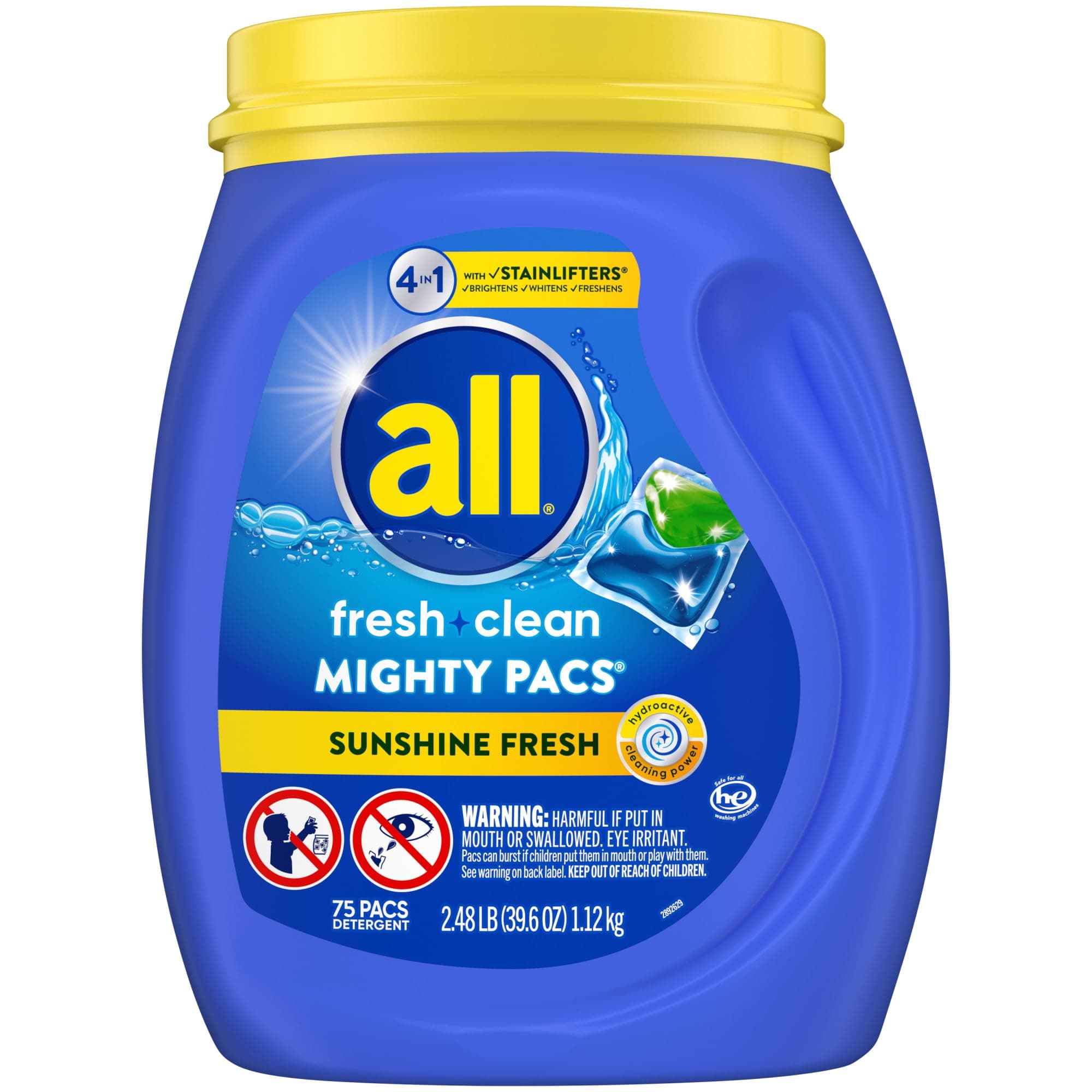 all with Stainlifters Original Mighty Pacs Laundry Detergent Pacs, 4 in 1 Stainlifters, One Tub, 75 Count Blue 75 Count (Pack of 1)