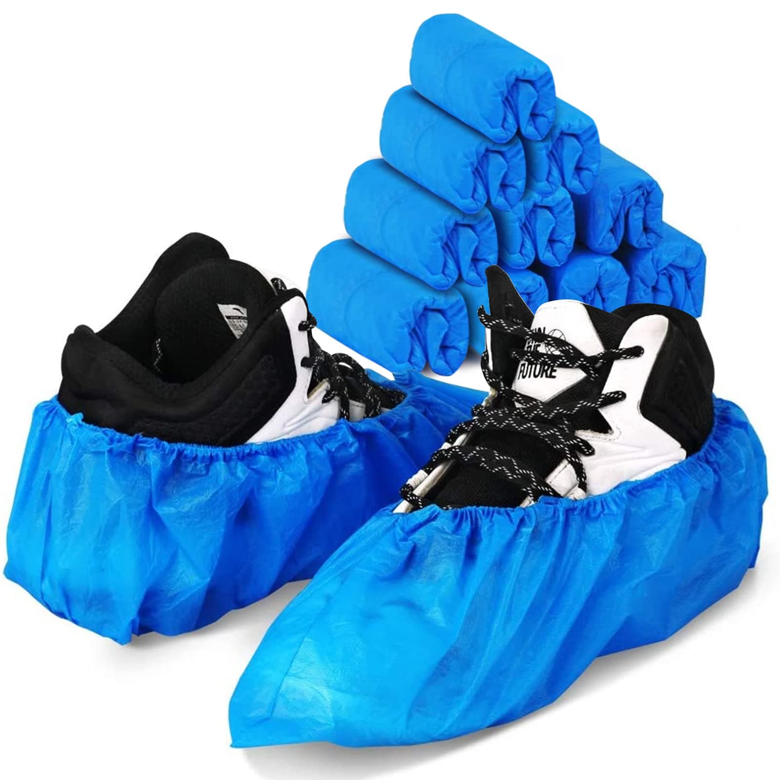 100 Pack 50 Pairs Disposable Shoe Covers Boot Cover Waterproof, Dust proof, The Size Fit Most, Non-slip, Blue, Protect Your Shoes, Floor, Carpet 100Pack Blue