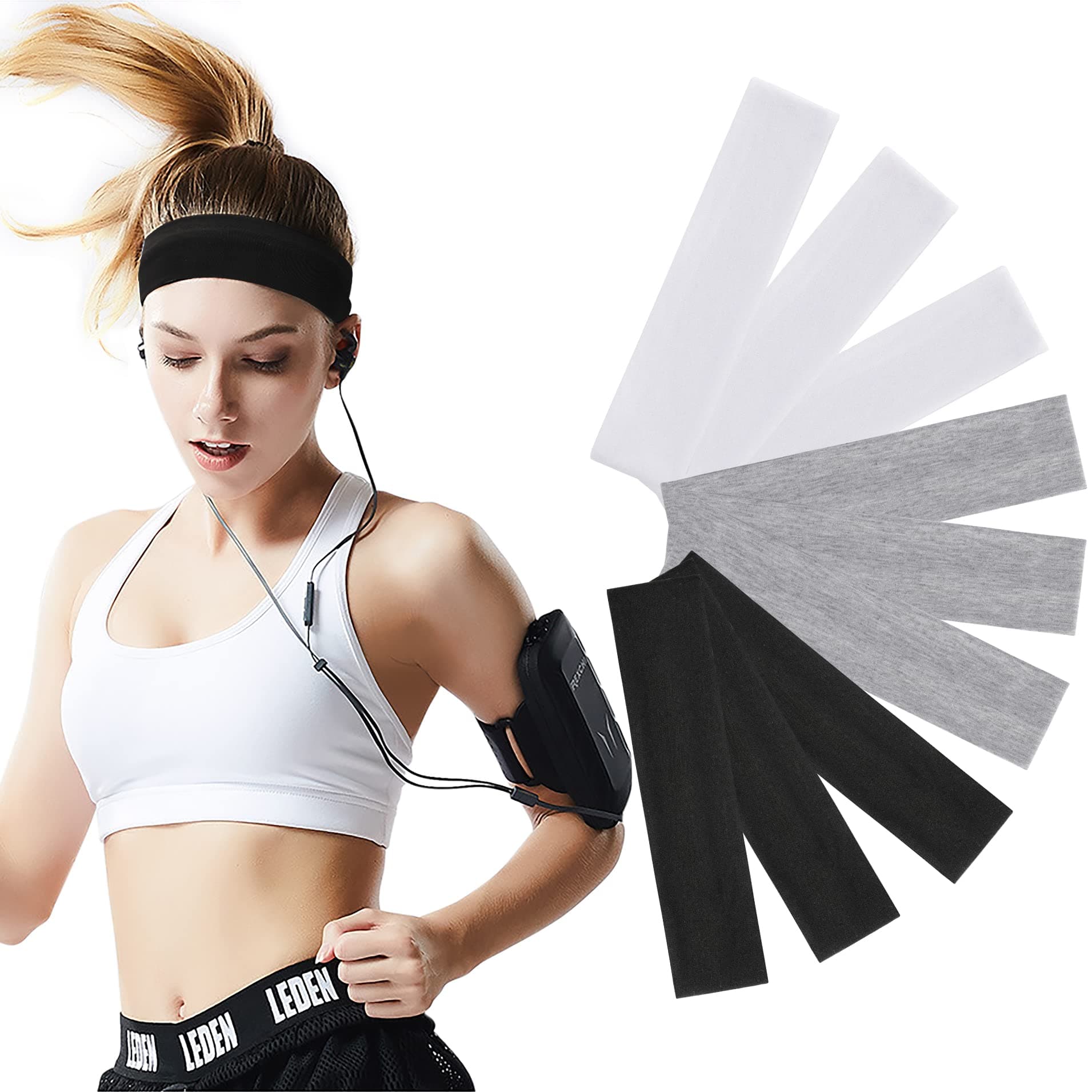 Work Headbands for Women 9Pcs, Cotton Like Headbands 2.5 inch Wide, Soft Sweat Wicking Stretchy Head Band for Cycling Biking Gym Sports Yoga Running Skincare Mixed Colors