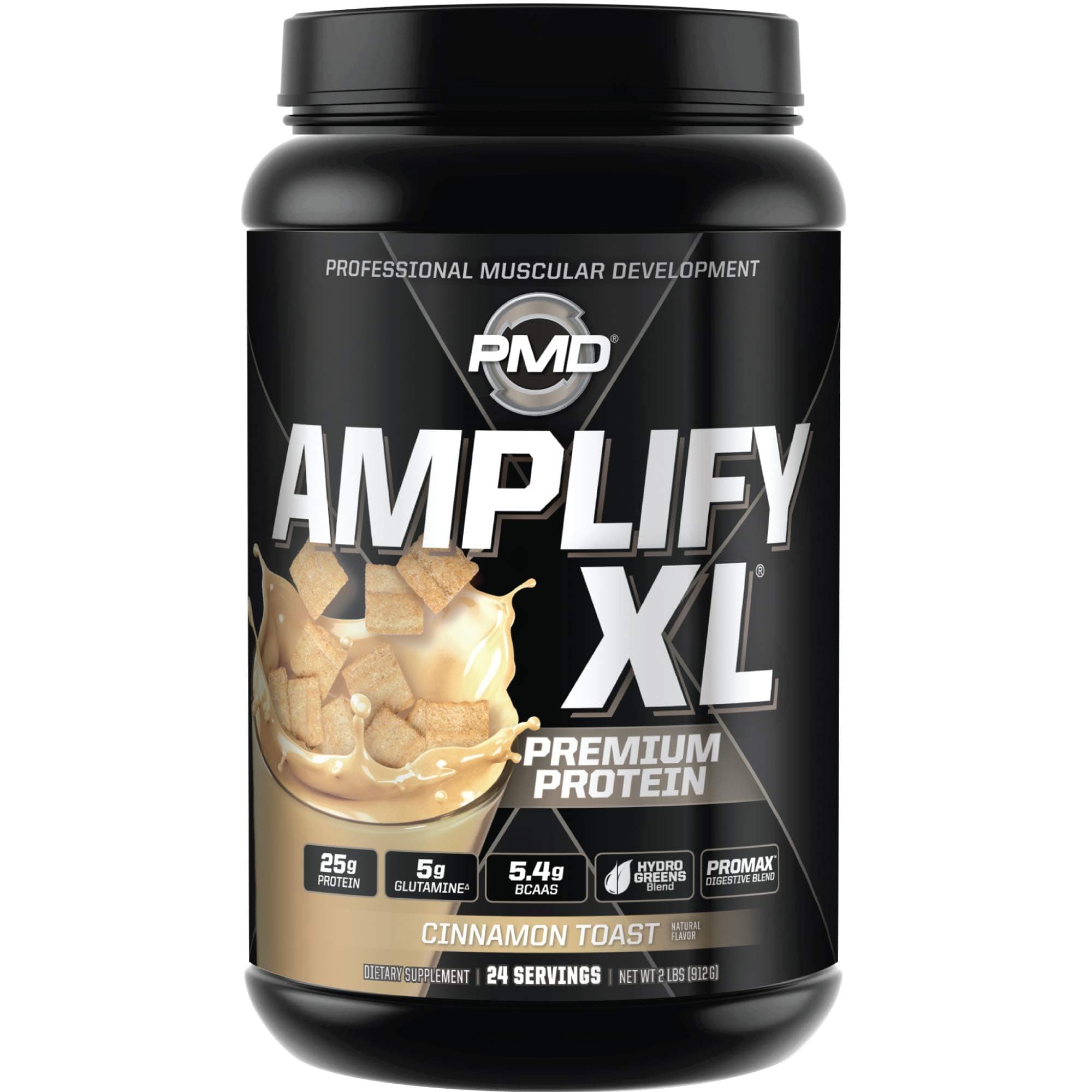 PMD Sports Amplify XL Premium Whey Protein Supplement Hydro Greens Blend - Glutamine and Whey Protein Matrix with Superfood for Muscle, Strength and Recovery - Cinnamon Toast (24 Servings) Cinnamon Toast 2 Pound (Pack of 1)