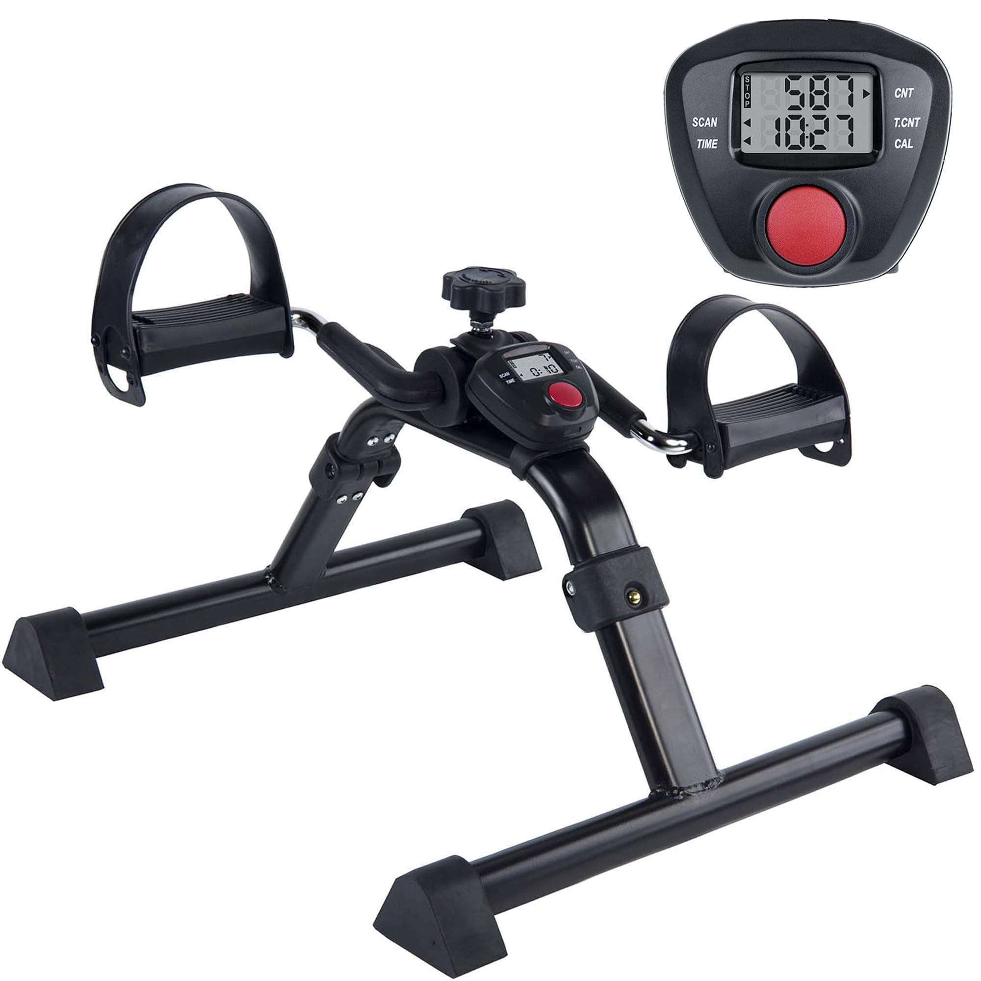 Vaunn Wrist Arm Leg Strengtheners Pedal Exerciser with Electronic Display for Indoor Exerciser and Physical Therapy Mystic Black
