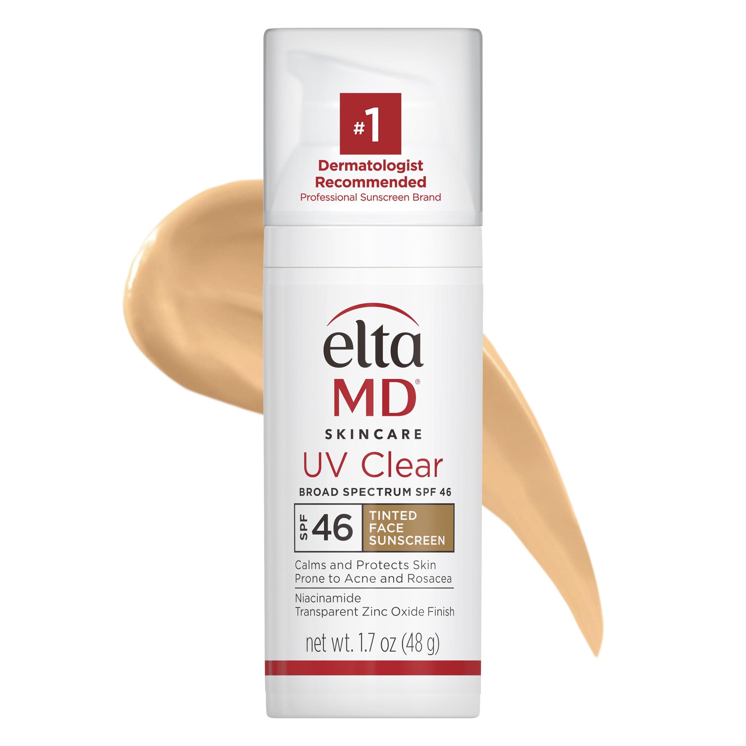 EltaMD UV Clear Tinted Face Sunscreen, SPF 46 Oil- Free with Zinc Oxide, Dermatologist Recommended Tinted (Fair-Med Skin Tones) 1.7 oz